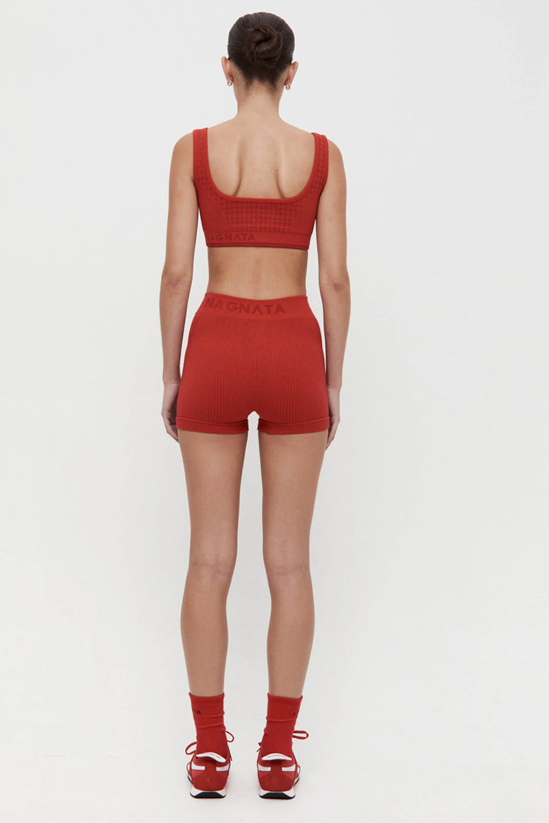 NAGNATA Houndstooth Wool Bralet - Crimson