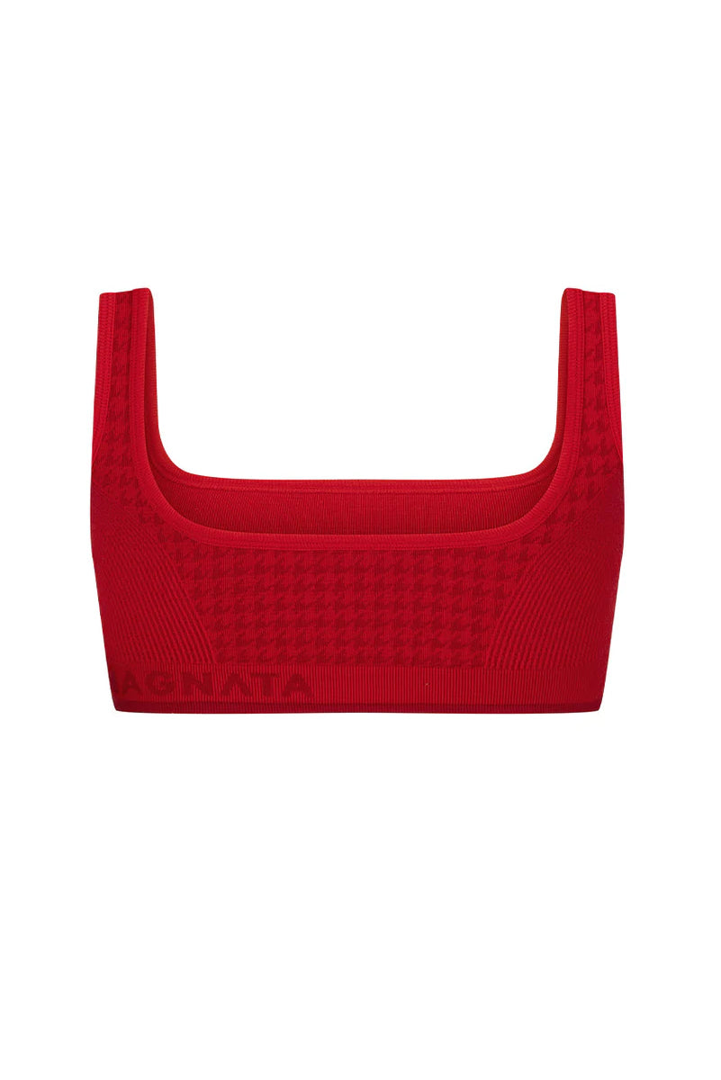 NAGNATA Houndstooth Wool Bralet - Crimson