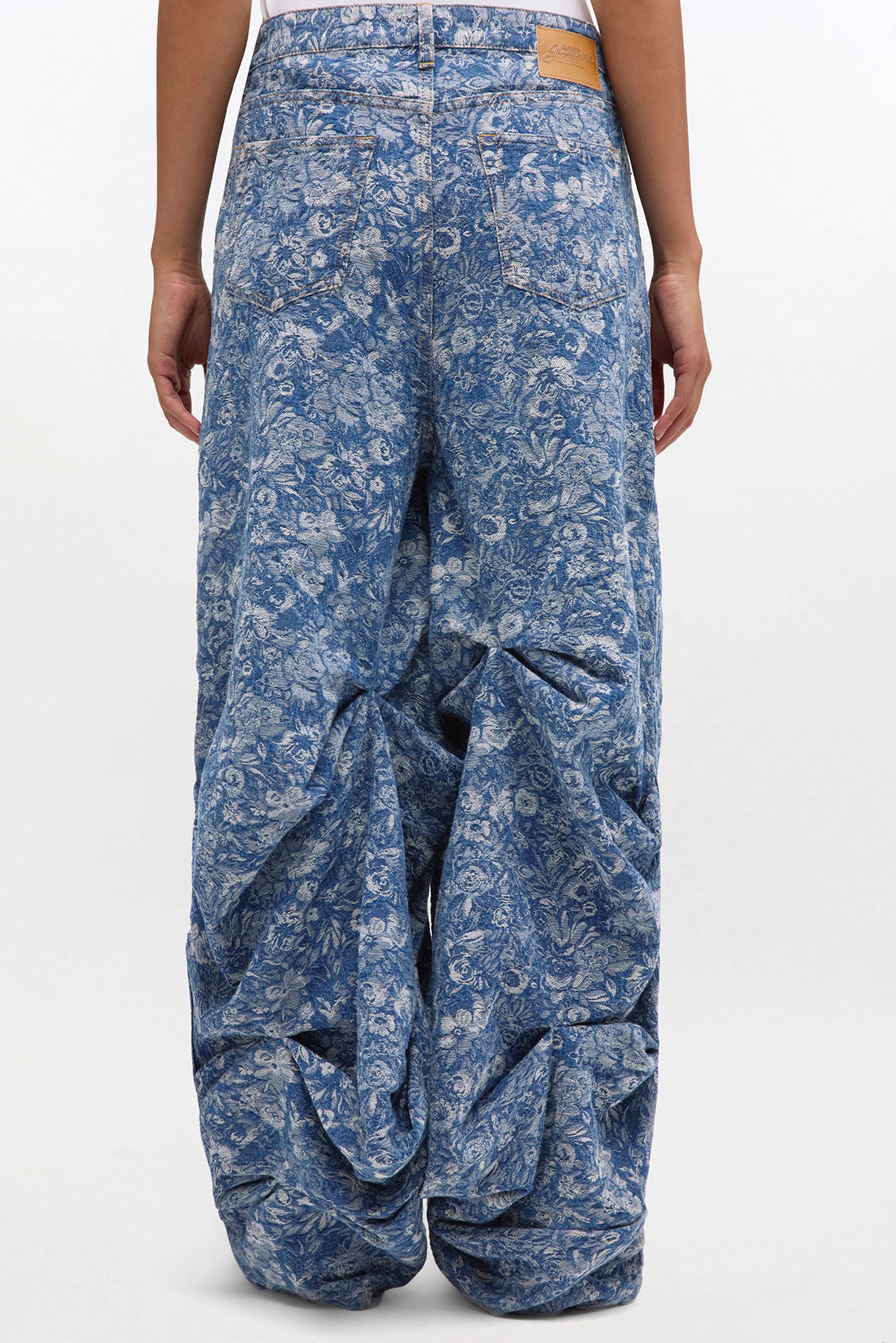 GANNI Tapestry Denim Baggy Jeans - Mid Blue Stone