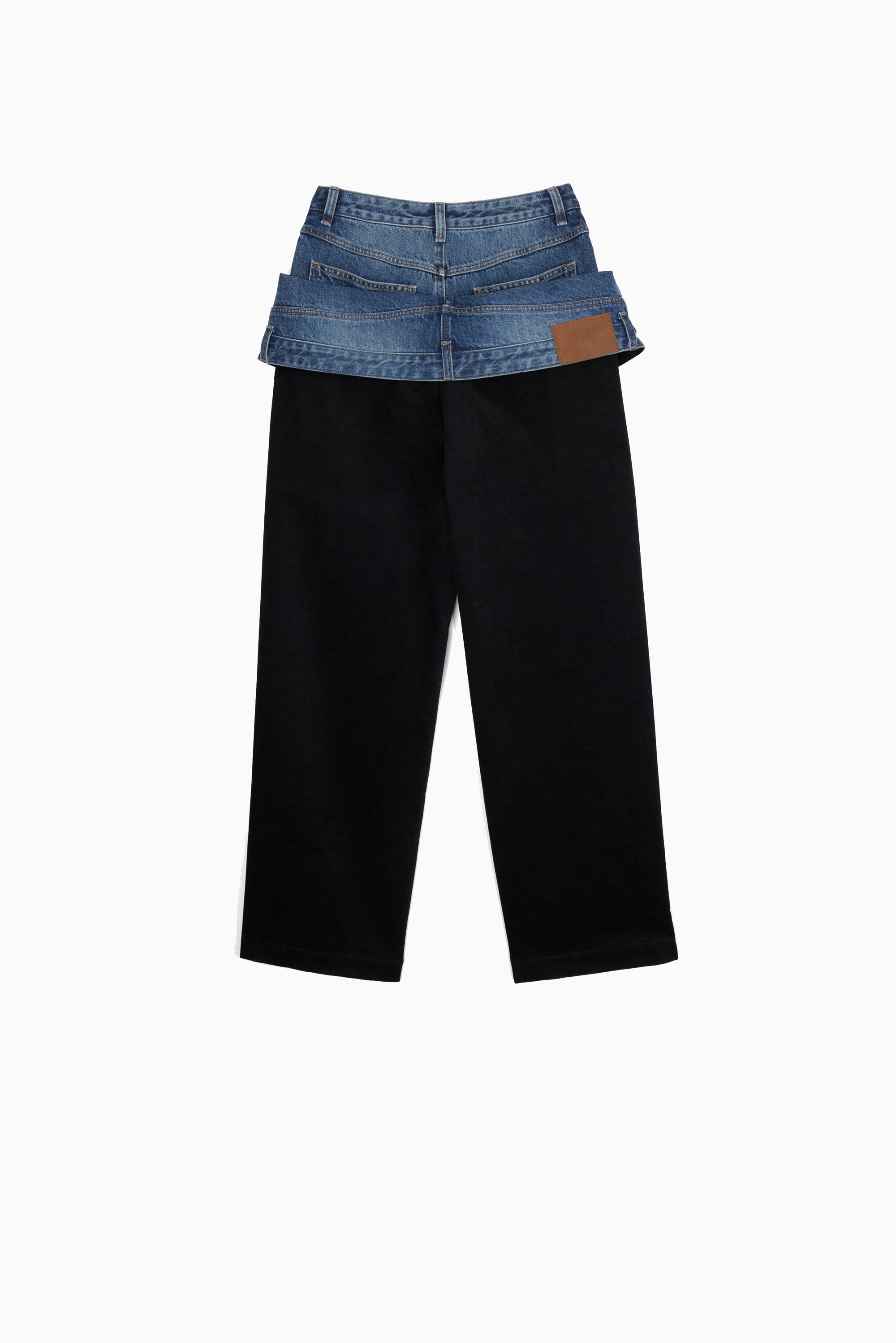 JUUN.J Flip Out Double Waist Pants - Denim/Black