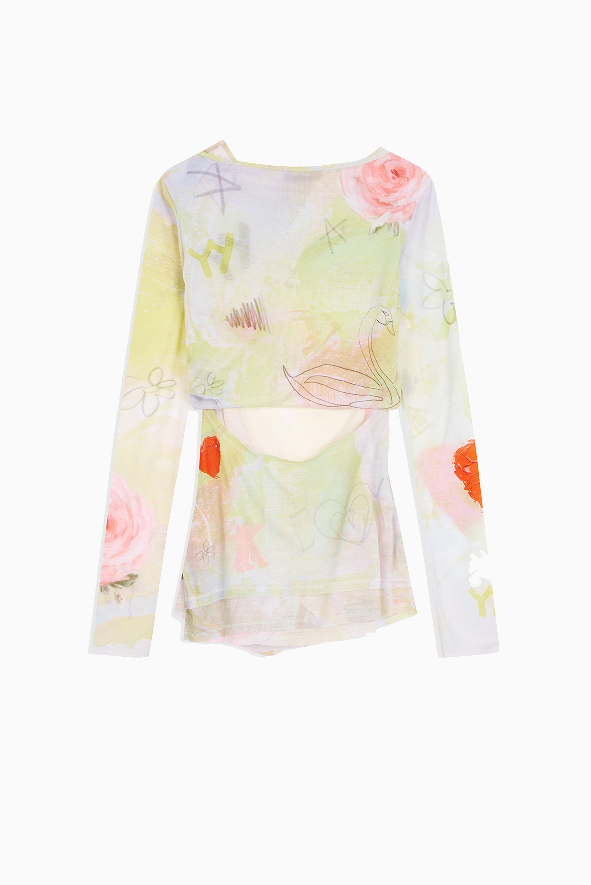 OPEN YY Graphic Convertible Bolero Top - Yellow