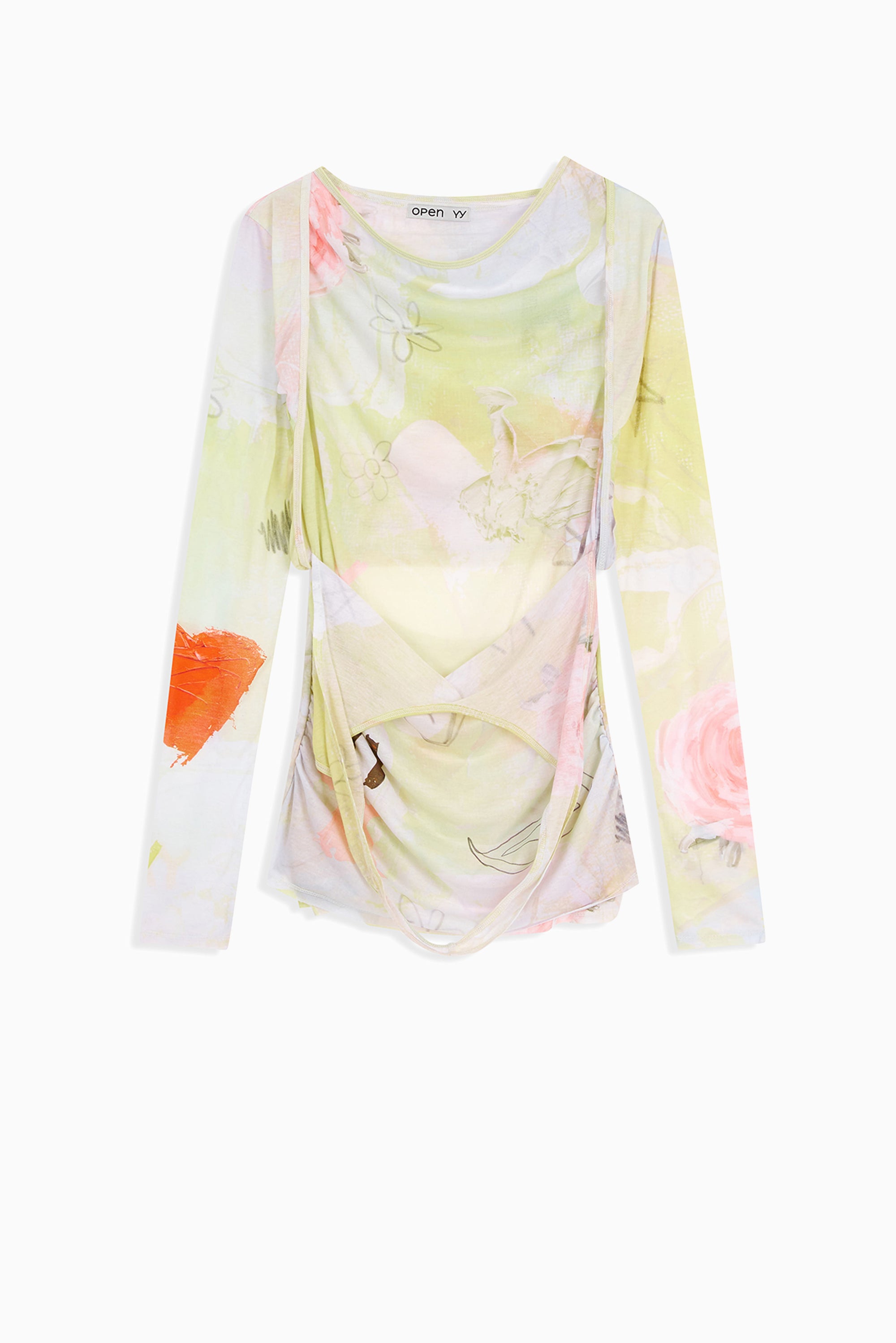 OPEN YY Graphic Convertible Bolero Top - Yellow