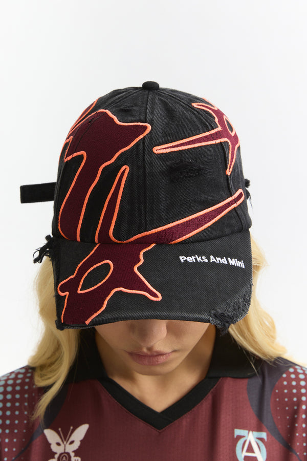 Seven Eighths Baseball Cap - Black wash/deep red