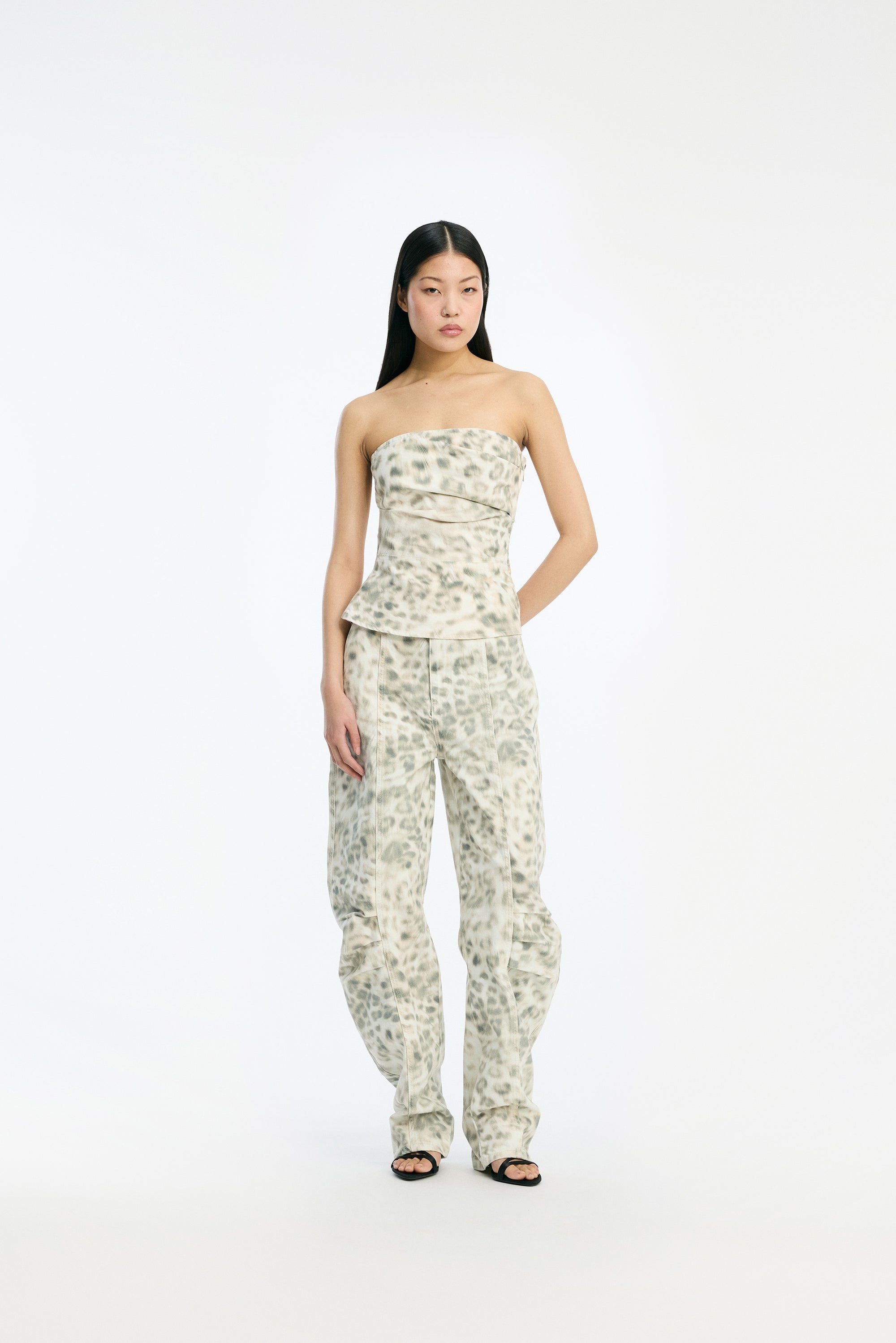 ROTATE Printed Denim Cargo Pants