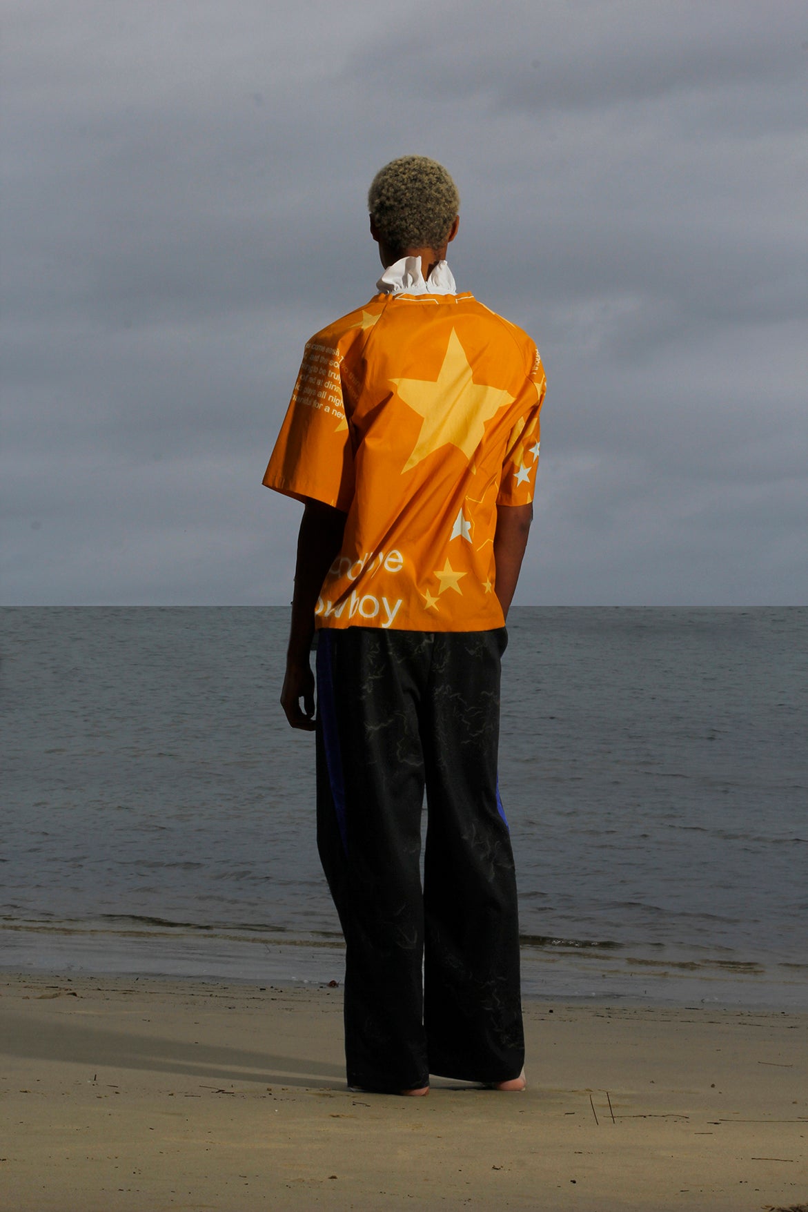 Star V Neck - Orange Stars