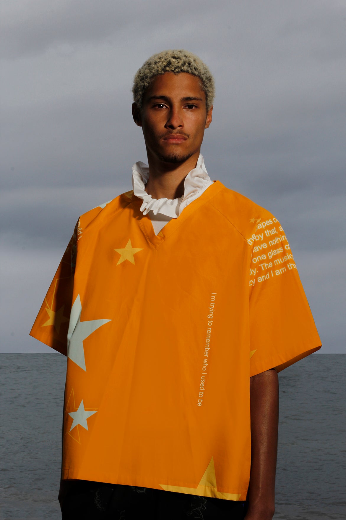 Star V Neck - Orange Stars