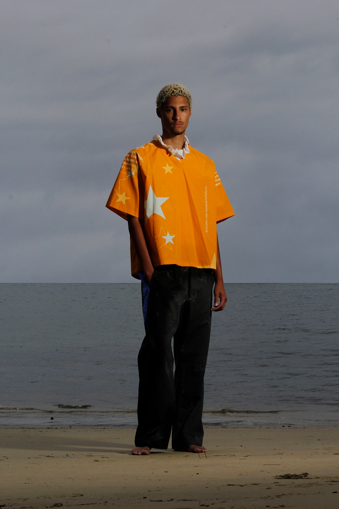 Star V Neck - Orange Stars