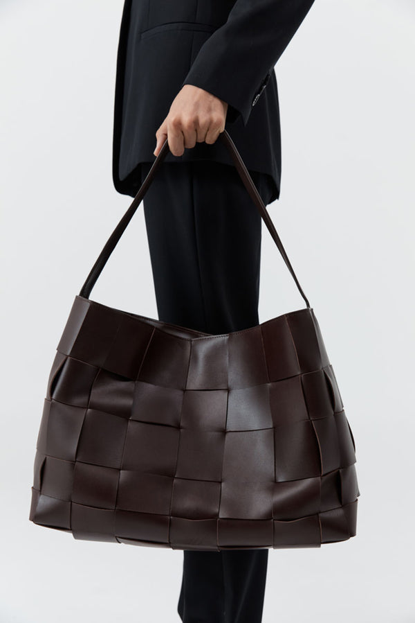 Woven Large Tote - Chocolate