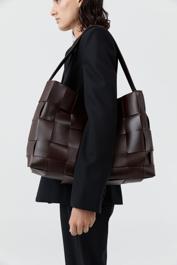 Woven Large Tote - Chocolate