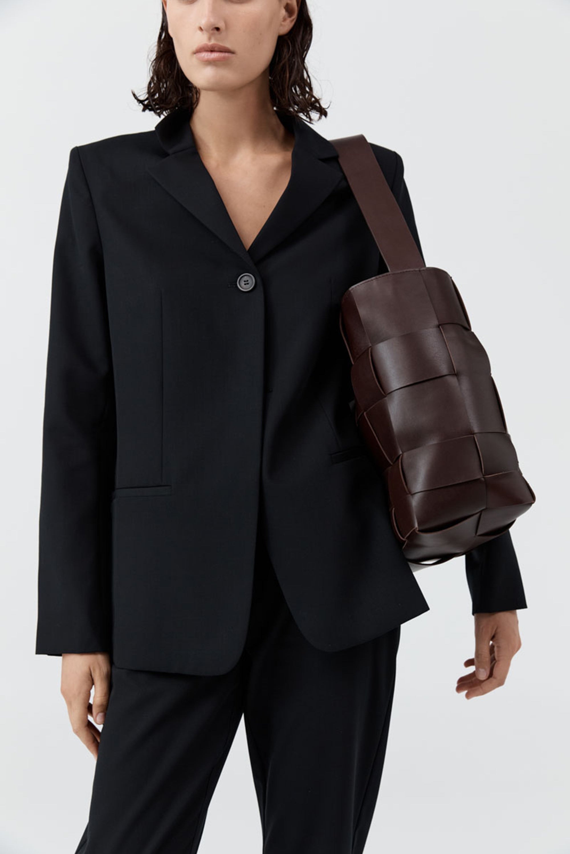 Woven Large Tote - Chocolate