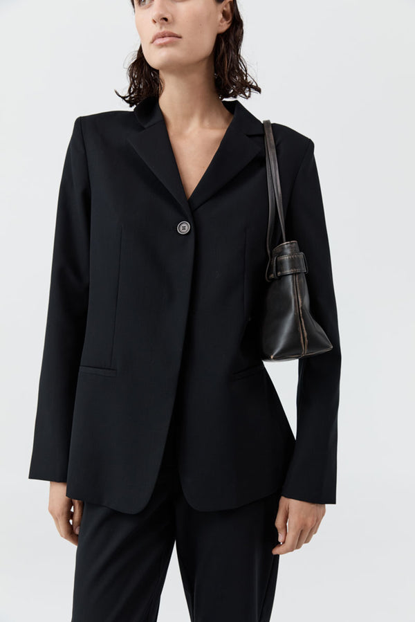 Brushed Belt Detail Baguette - Black