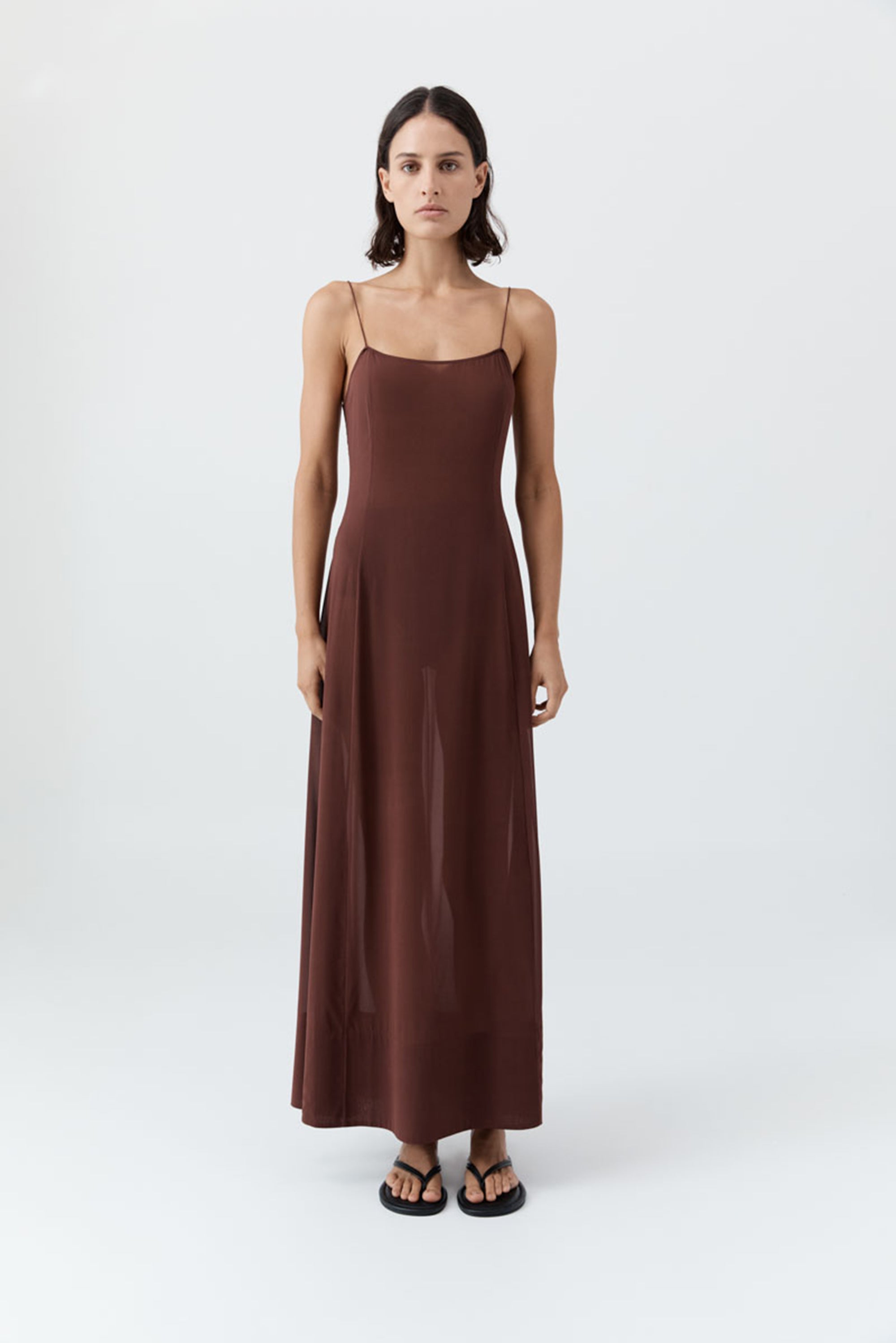 Sheer Silk Slip Dress - Liqueur