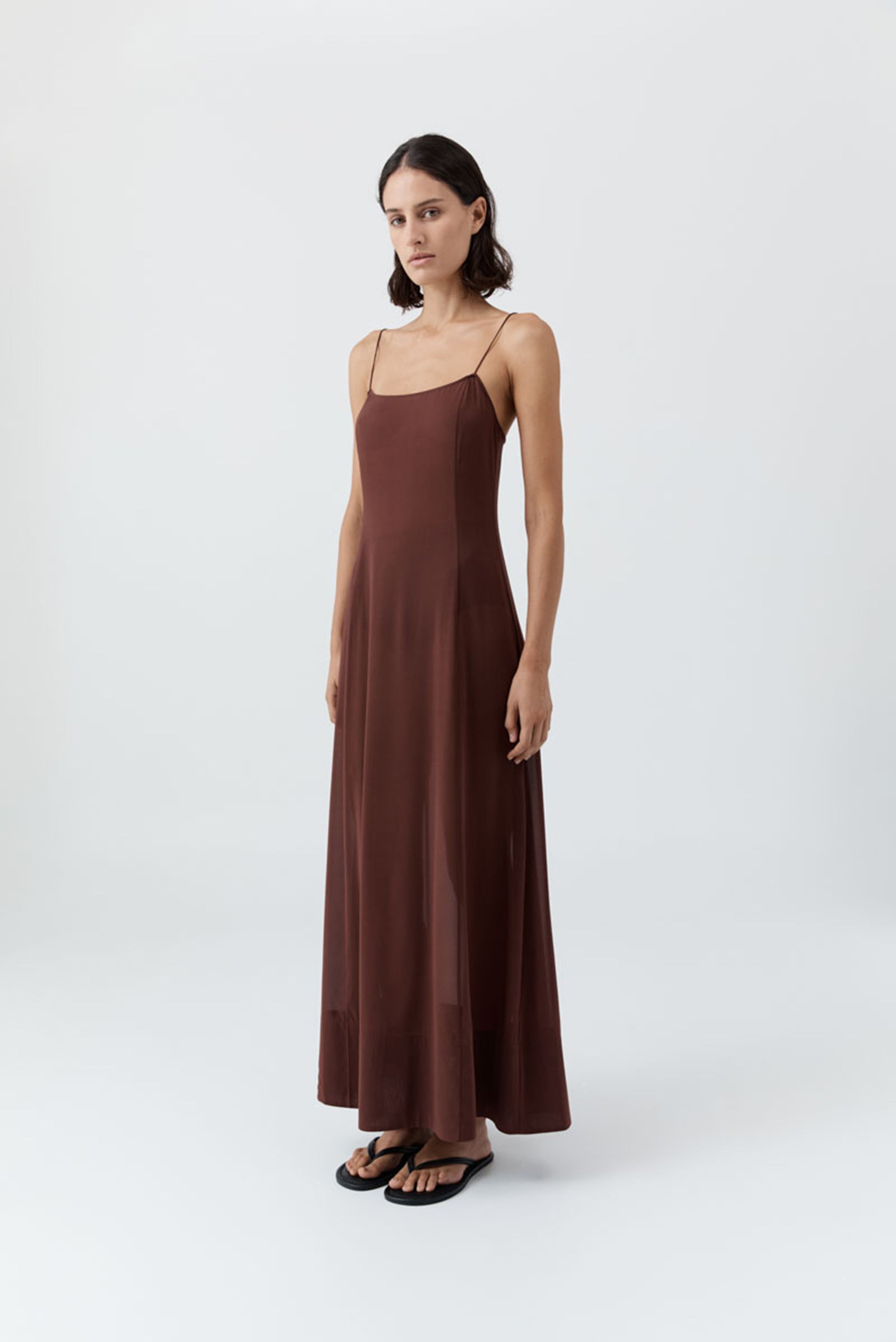 Sheer Silk Slip Dress - Liqueur