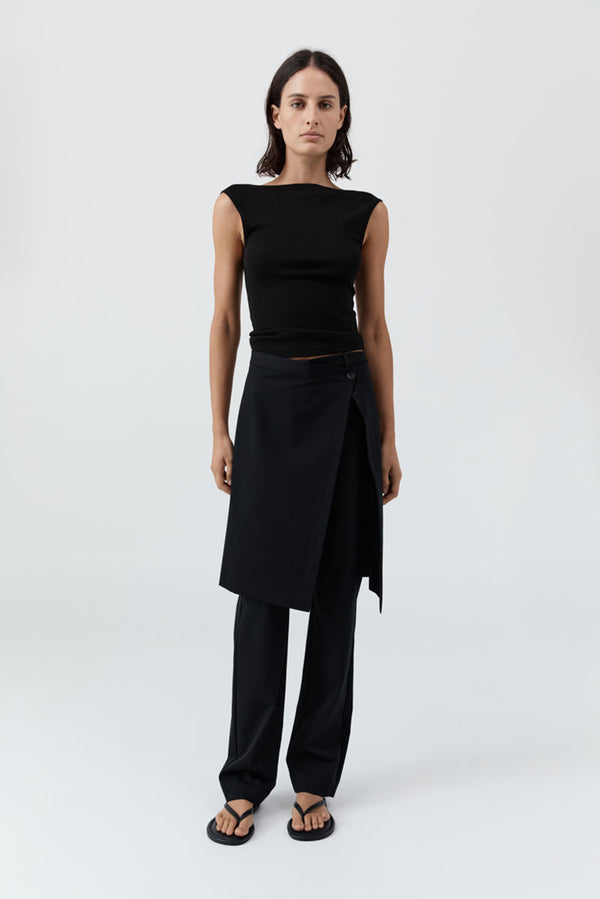 Wool Hybrid Skirt Pants - Black