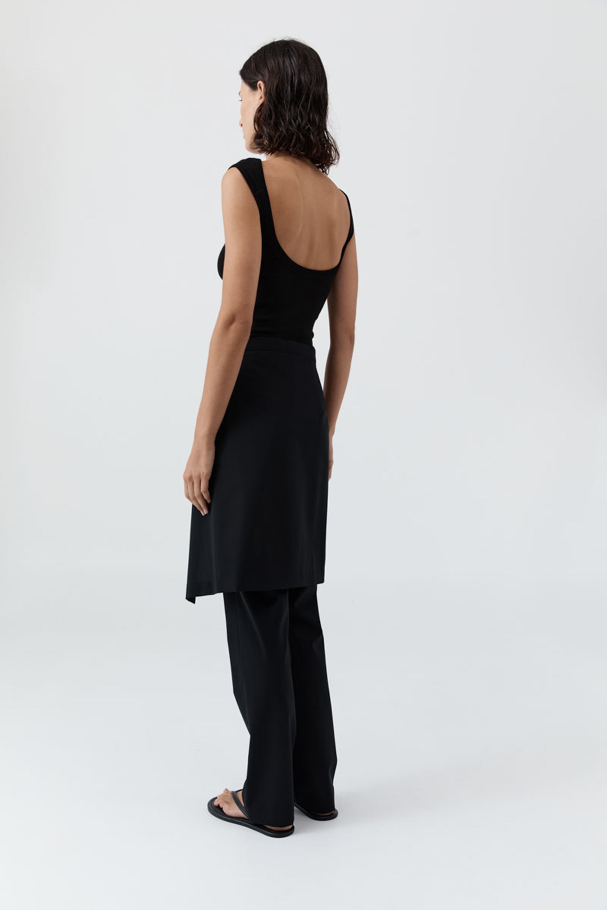 Wool Hybrid Skirt Pants - Black