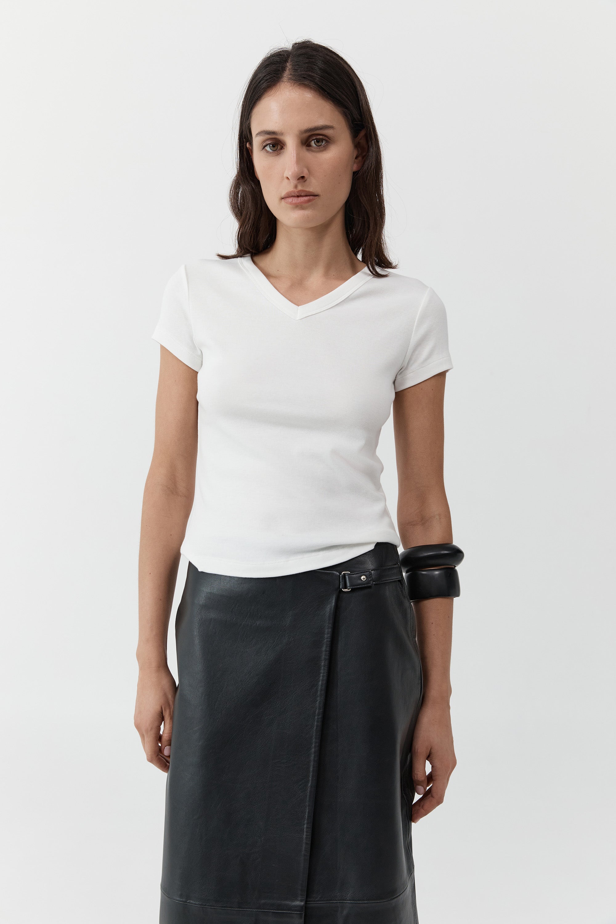 Organic Cotton V Neck Tee - White