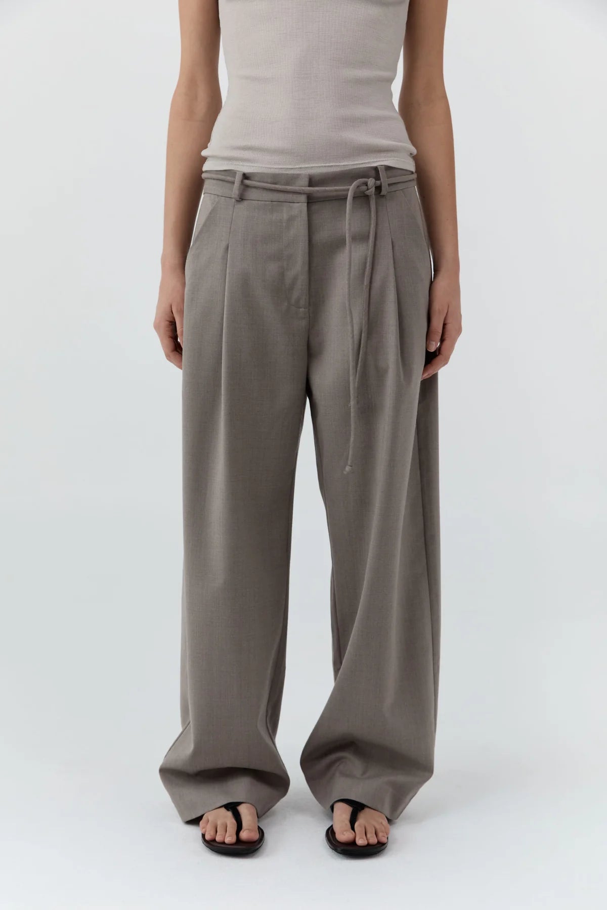 Tailored Barrel Pants- Light Taupe