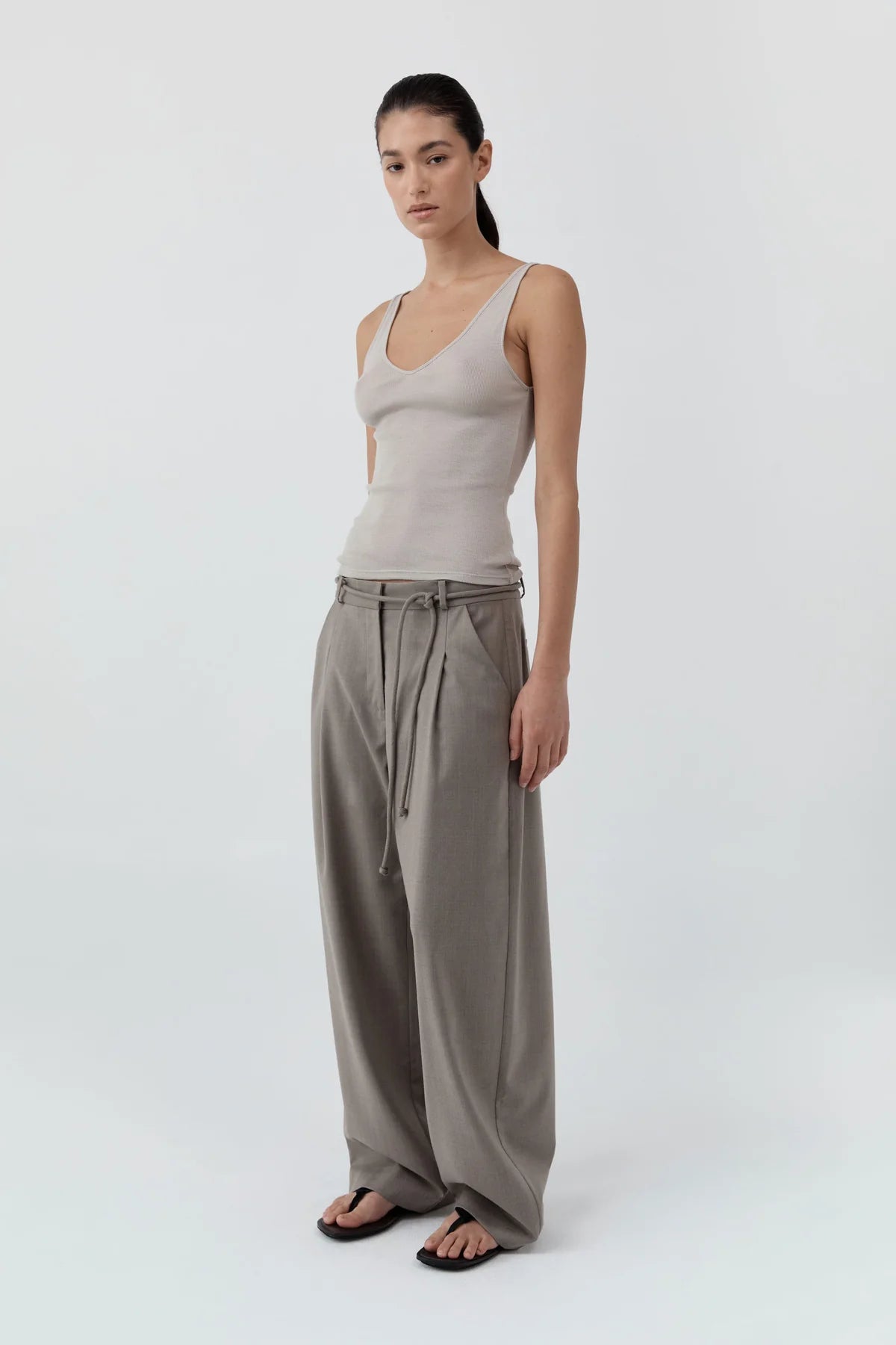 Tailored Barrel Pants- Light Taupe