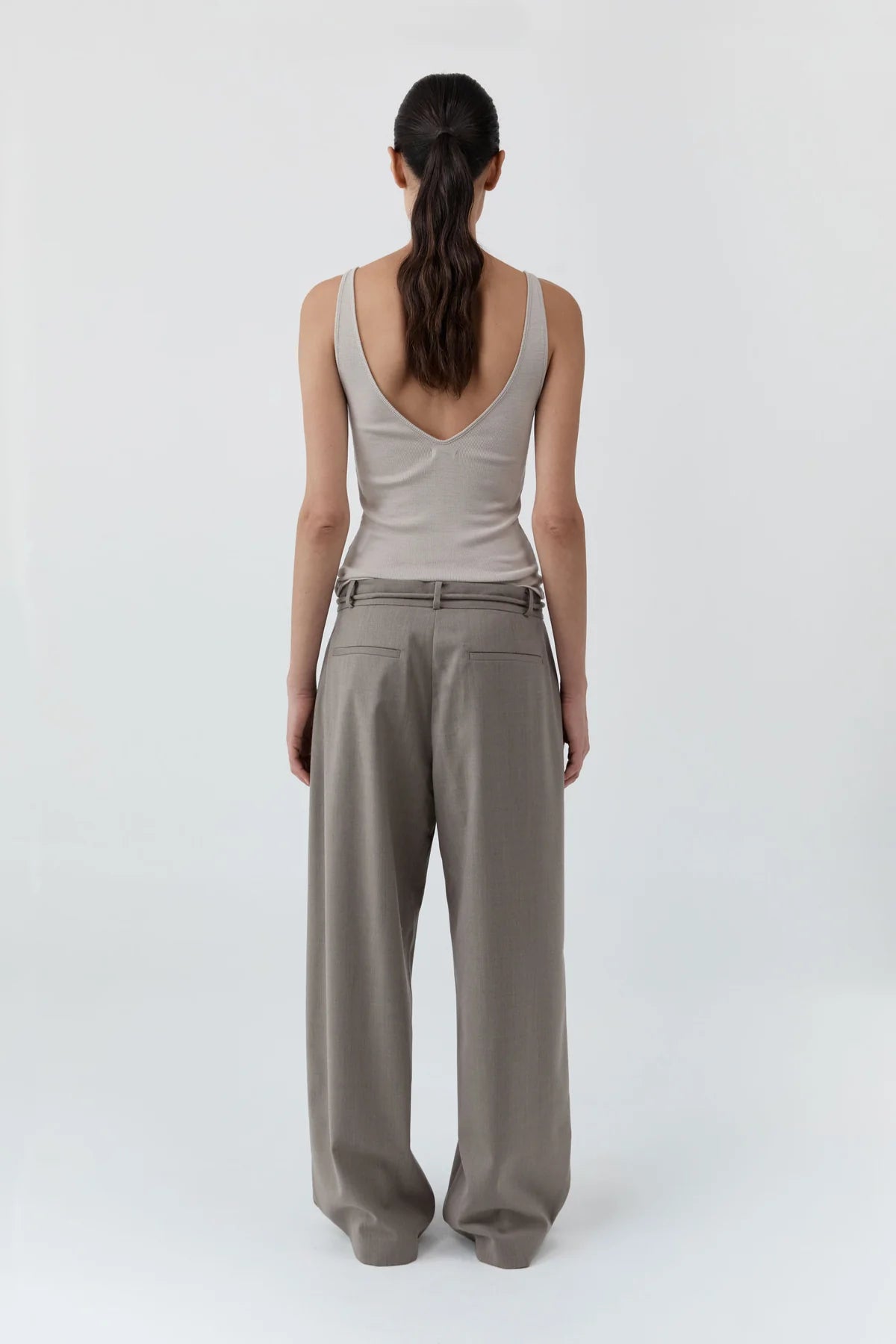 Tailored Barrel Pants- Light Taupe