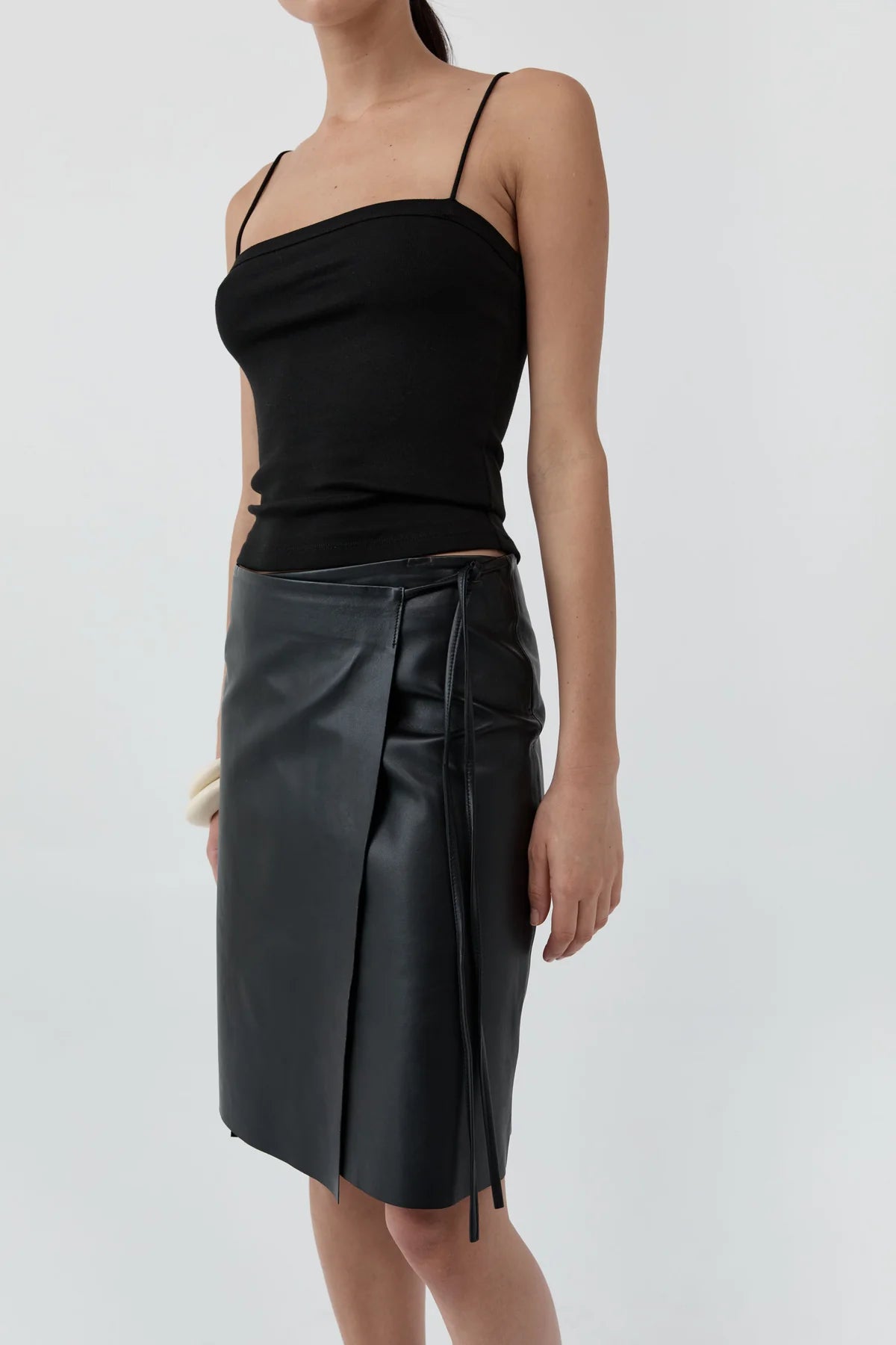 Organic Cotton Square Neck Cami - Black