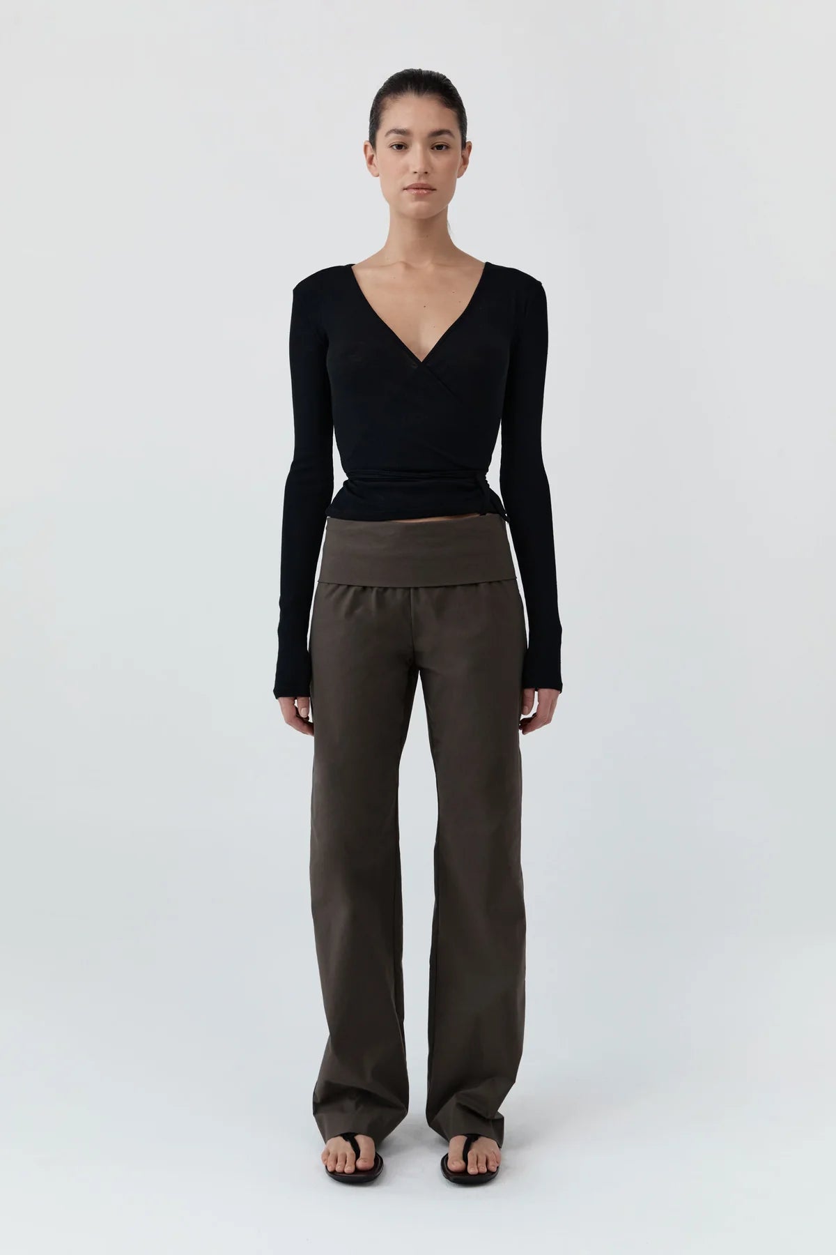 Baby Wool Wrap Top - Black