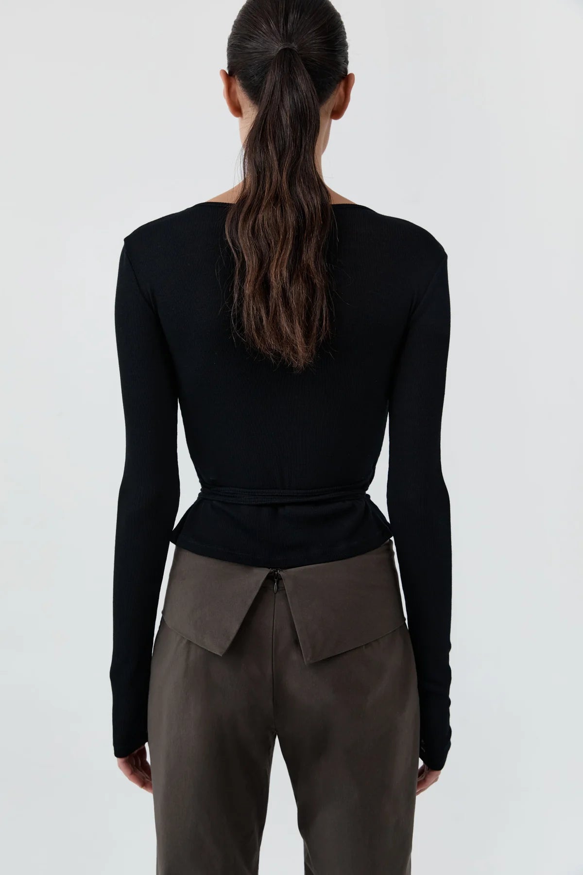 Baby Wool Wrap Top - Black