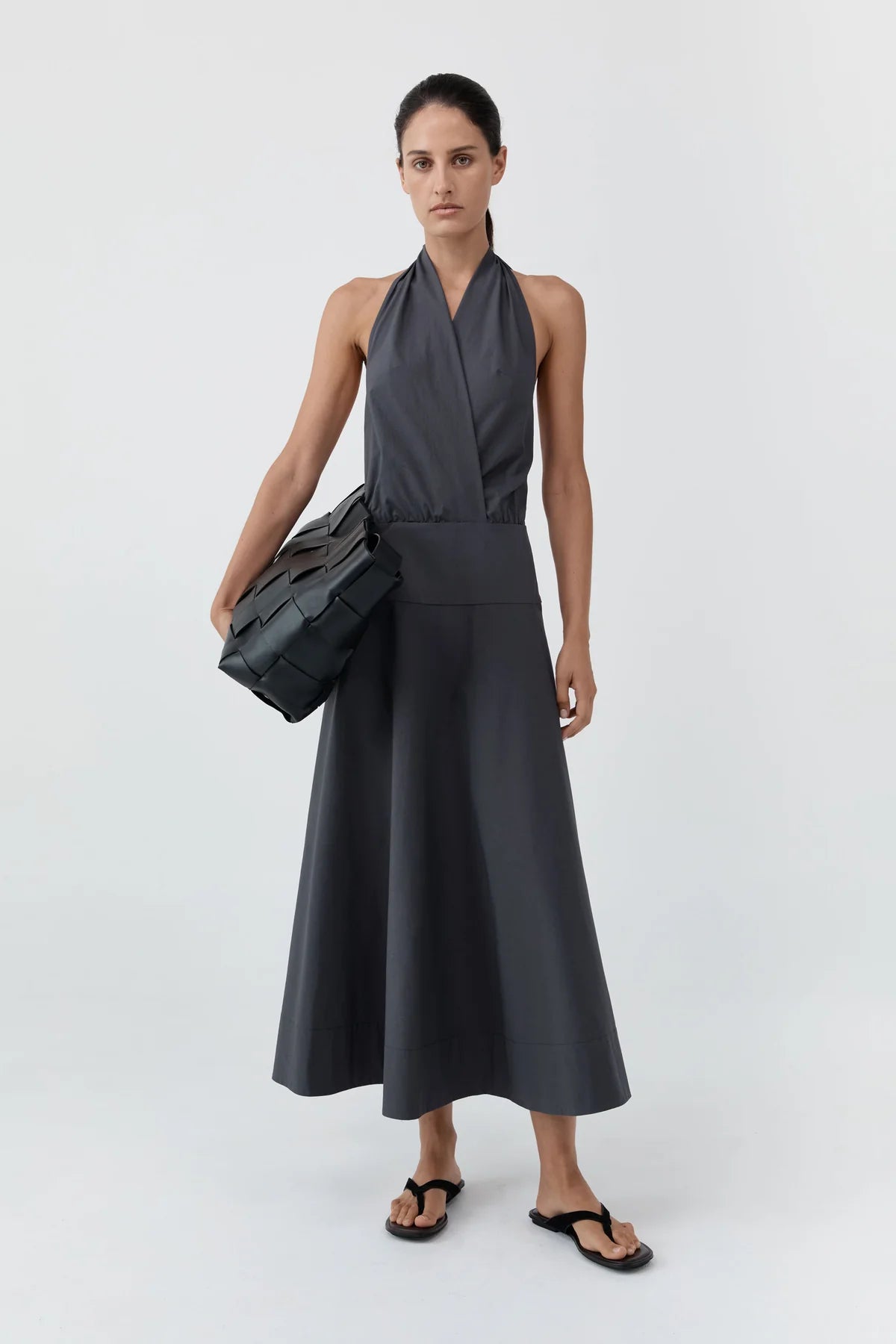 Halter Circle Hem Dress - Iron Glaze