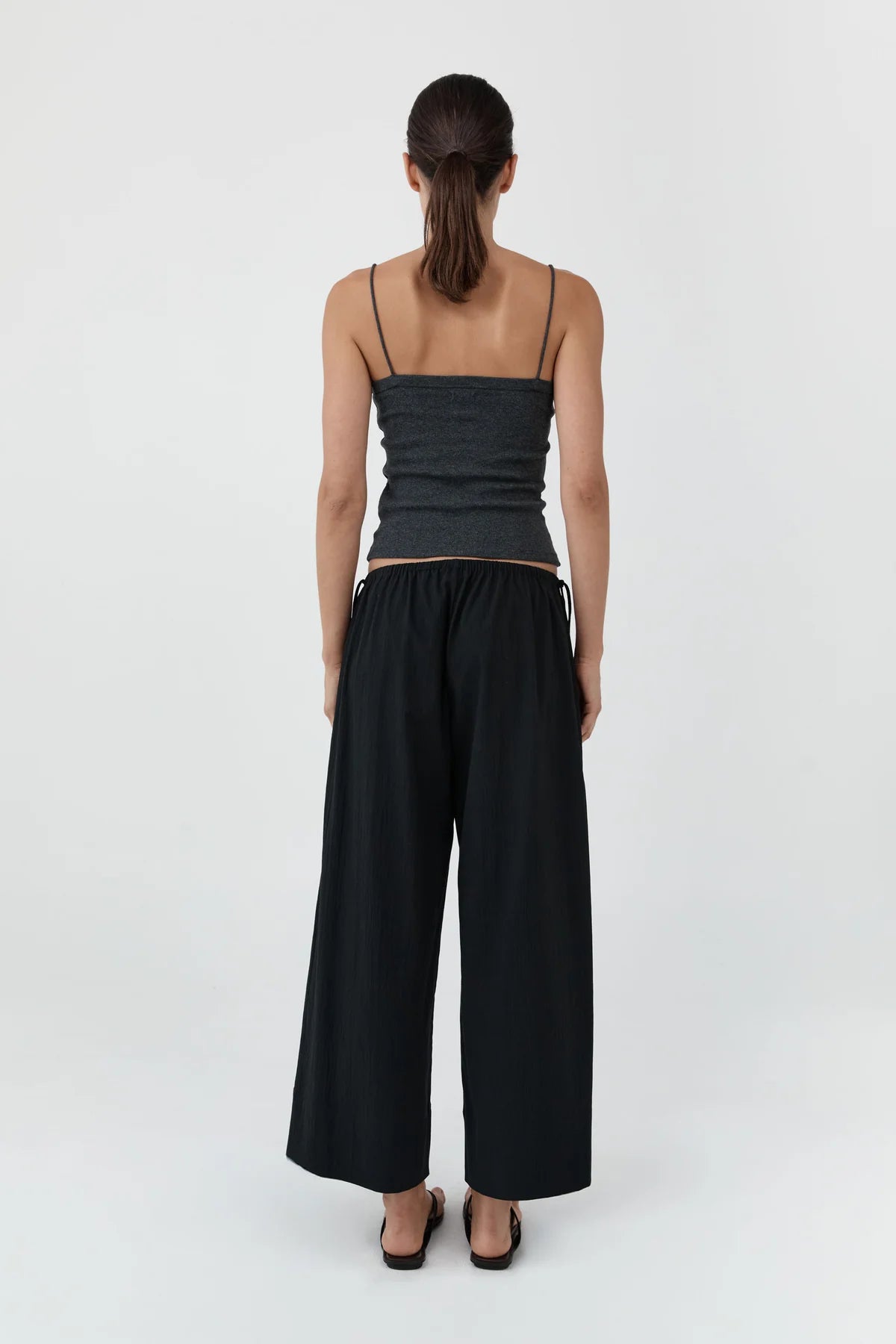 Organic Cotton Square Neck Cami - Charcoal Melange