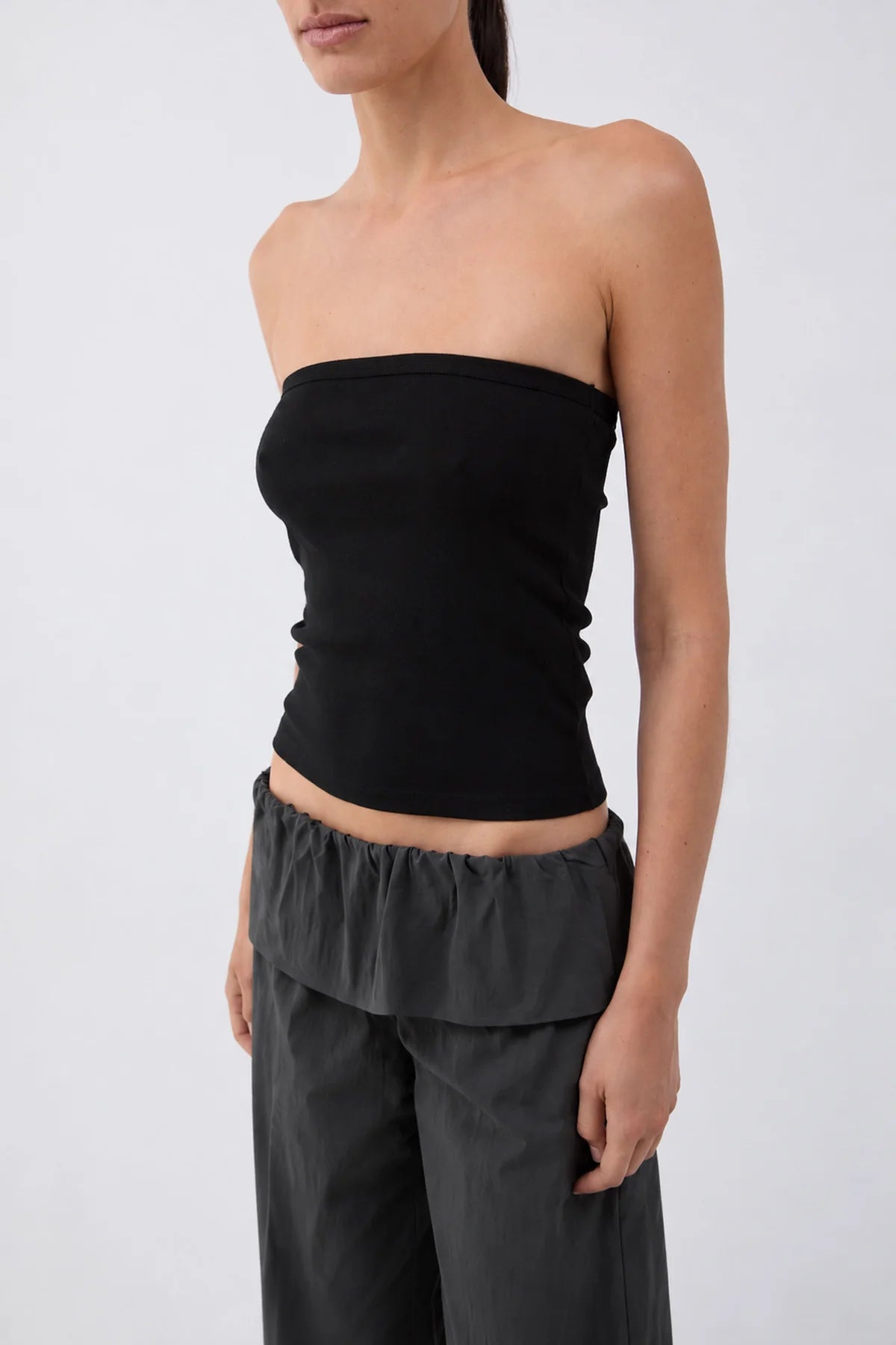 Organic Cotton 90s Strapless Top - Black