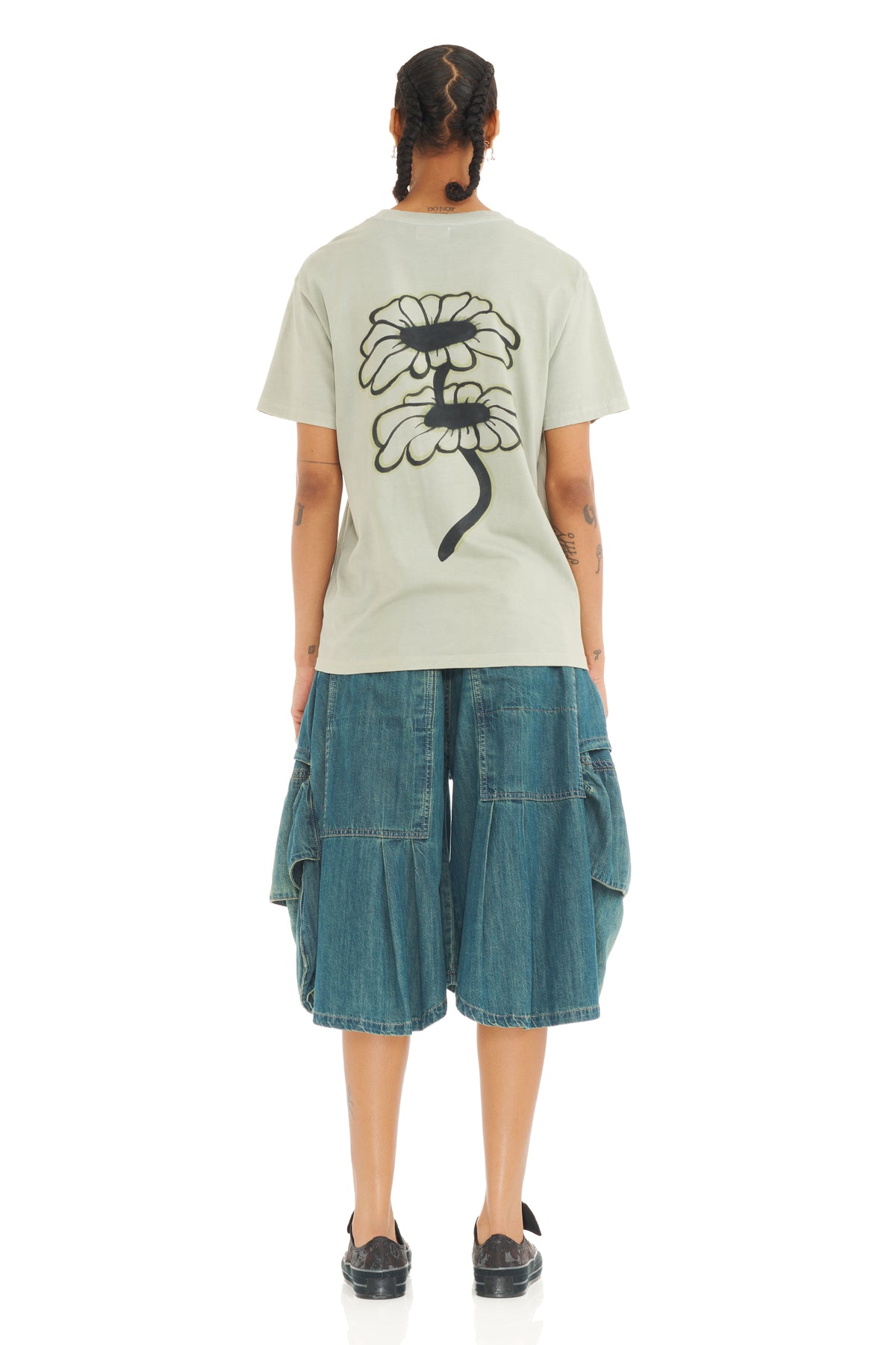 Painted Tee - Olive Twin Flowers