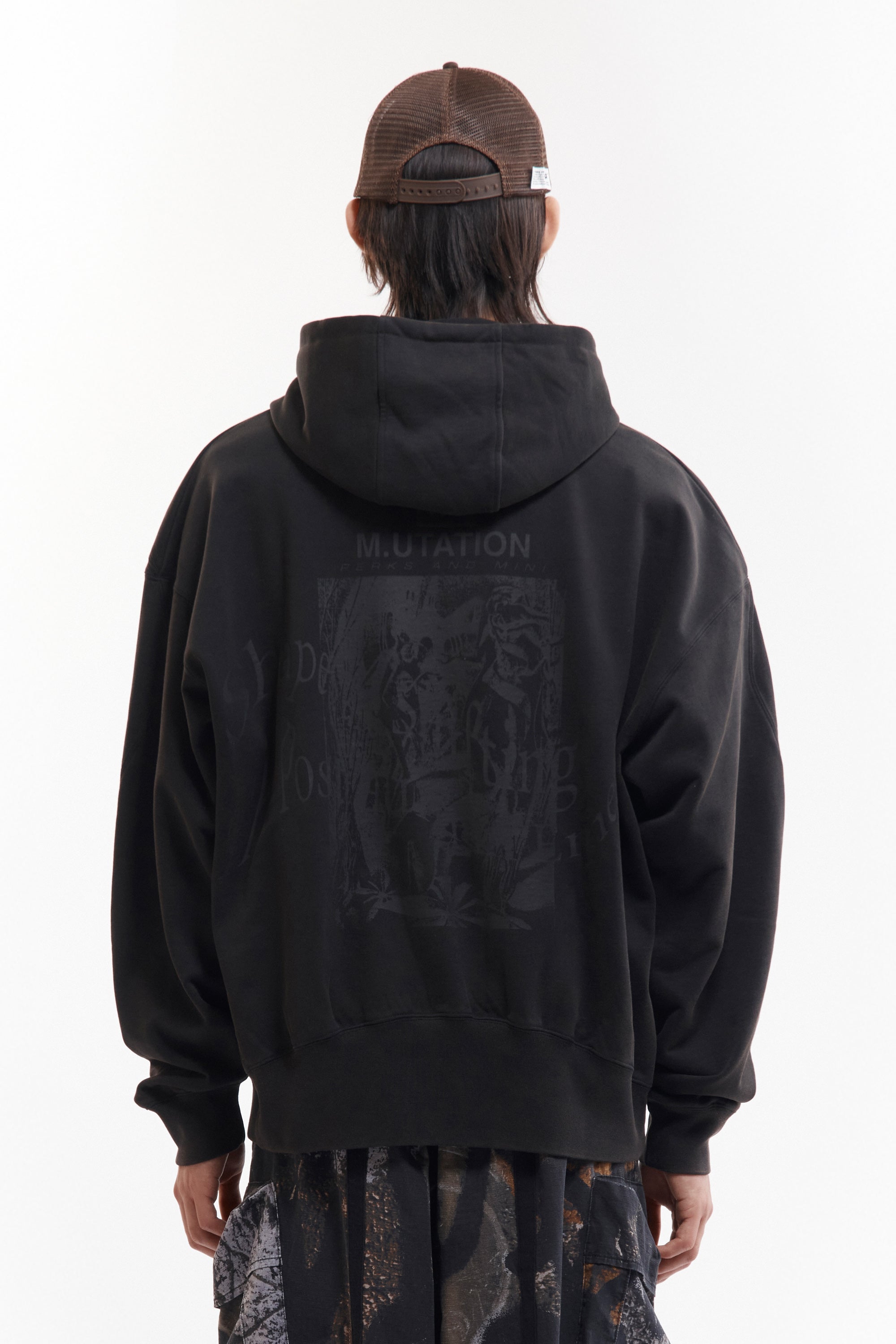 Shape Shift Hooded Zip Thru Sweat - Black Wash
