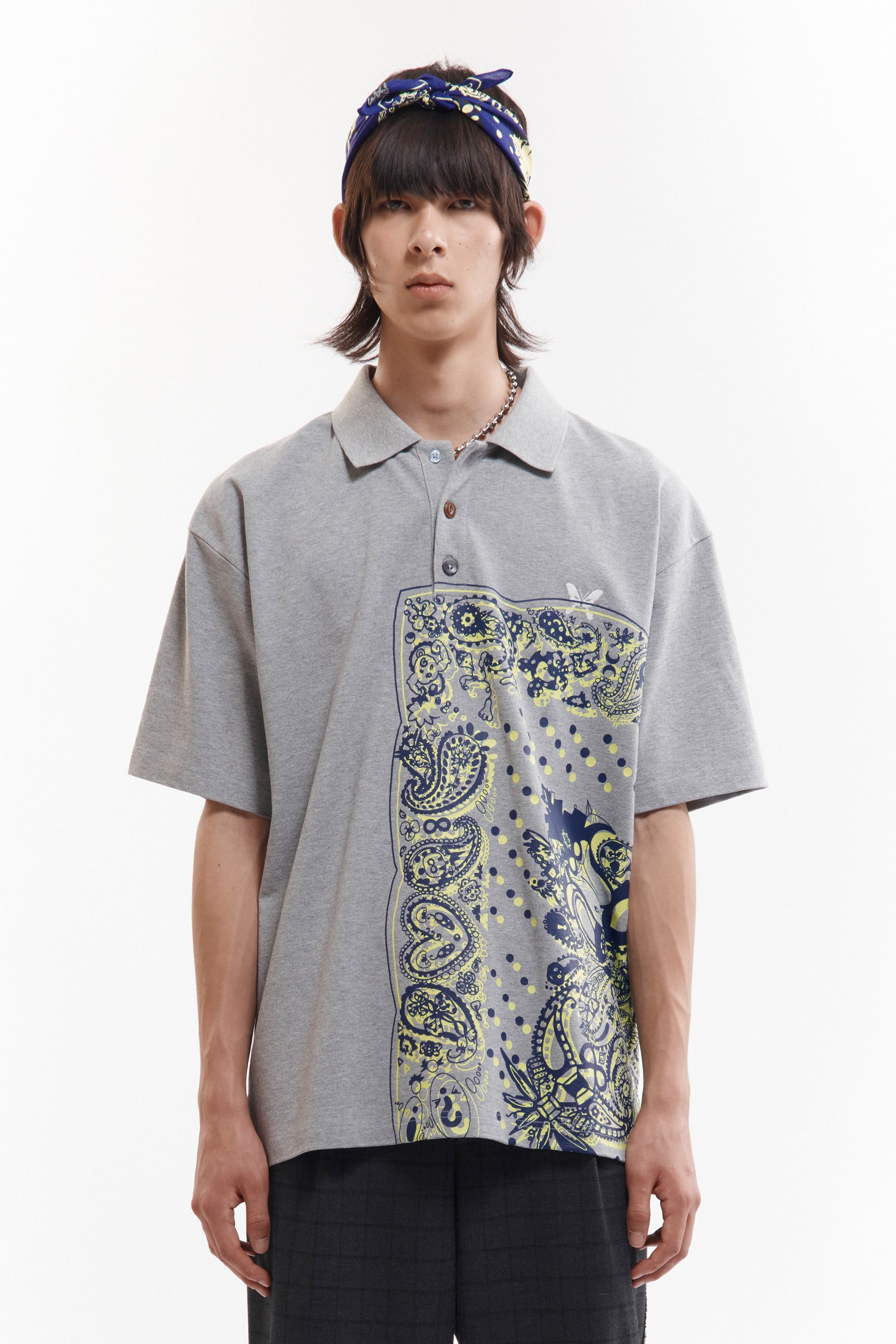 Coco Star Bandana Polo - Grey Marle