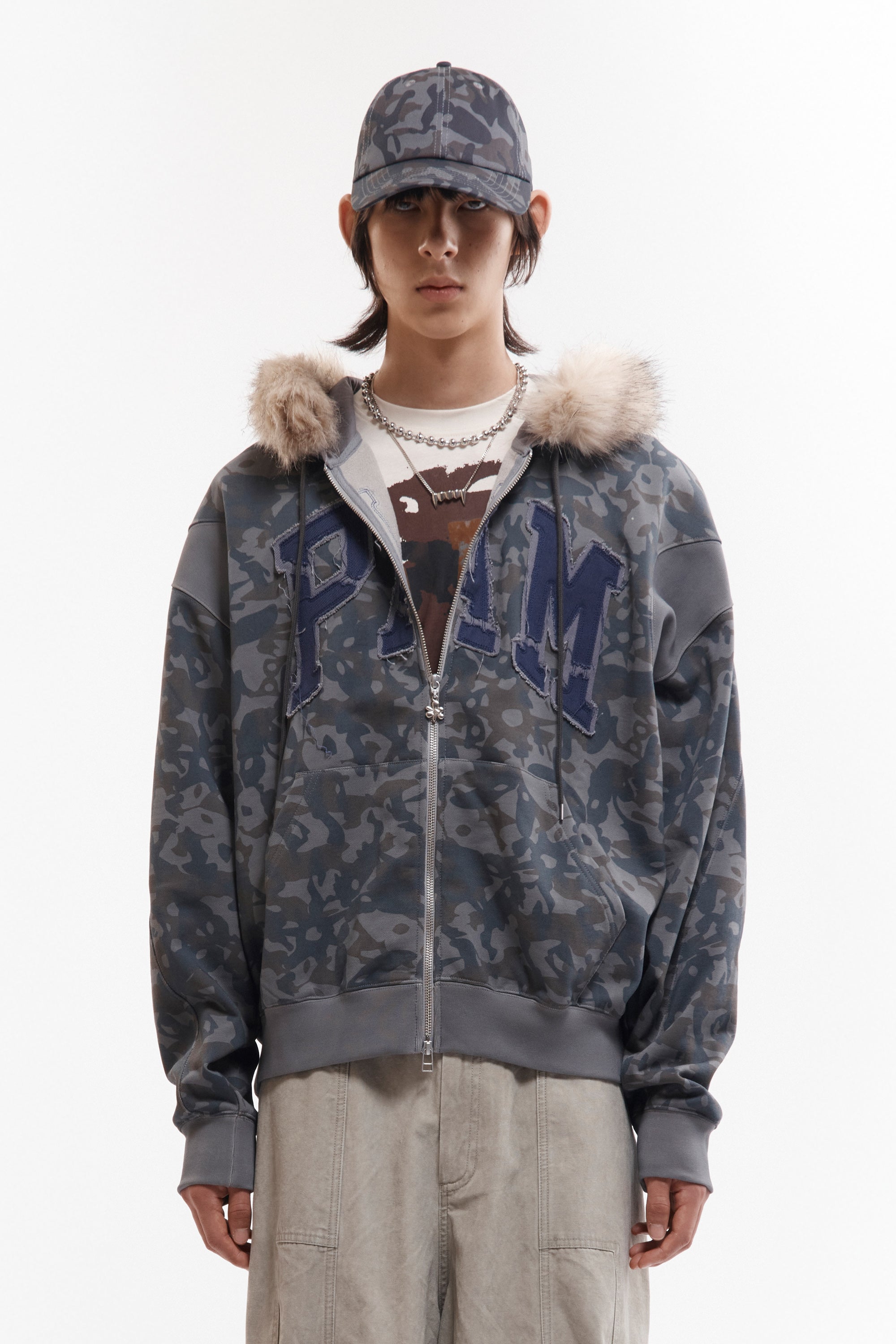 ABC Fur Trim Hooded Zip Thru Sweat - ABC
