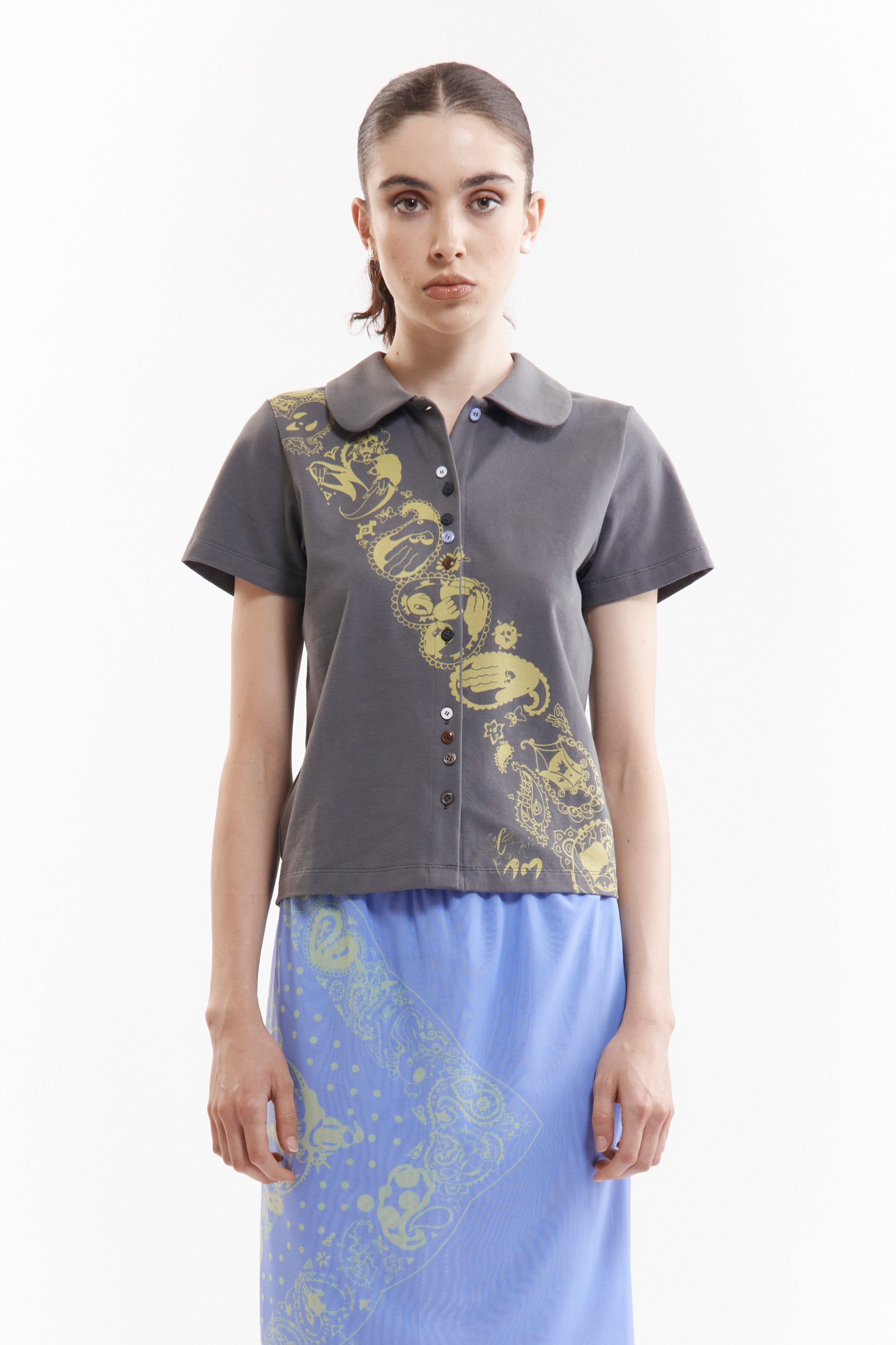 Sash Coco Star Stretch SS Shirt - Charcoal
