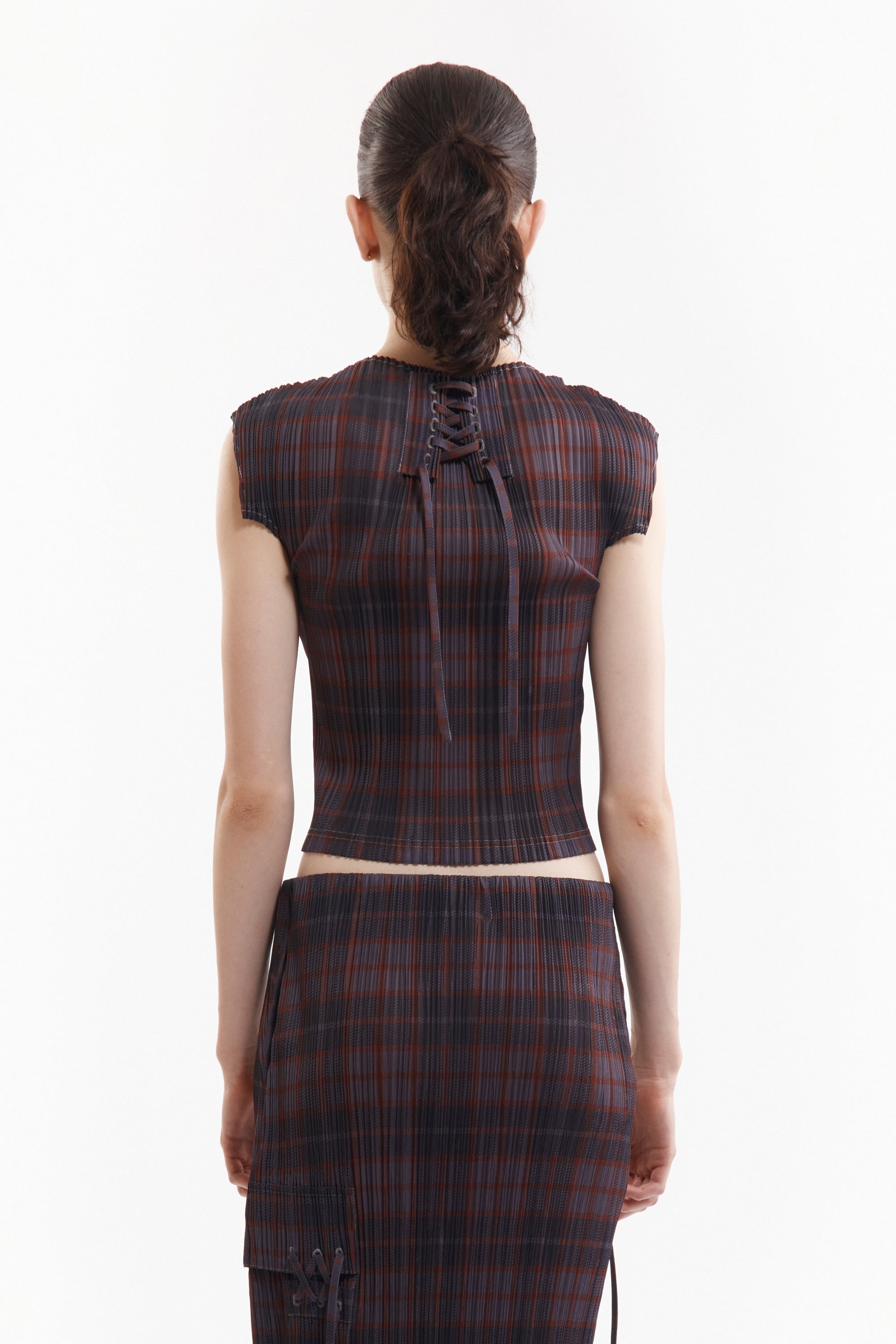 Bodhi Pleated Top - Grey Check