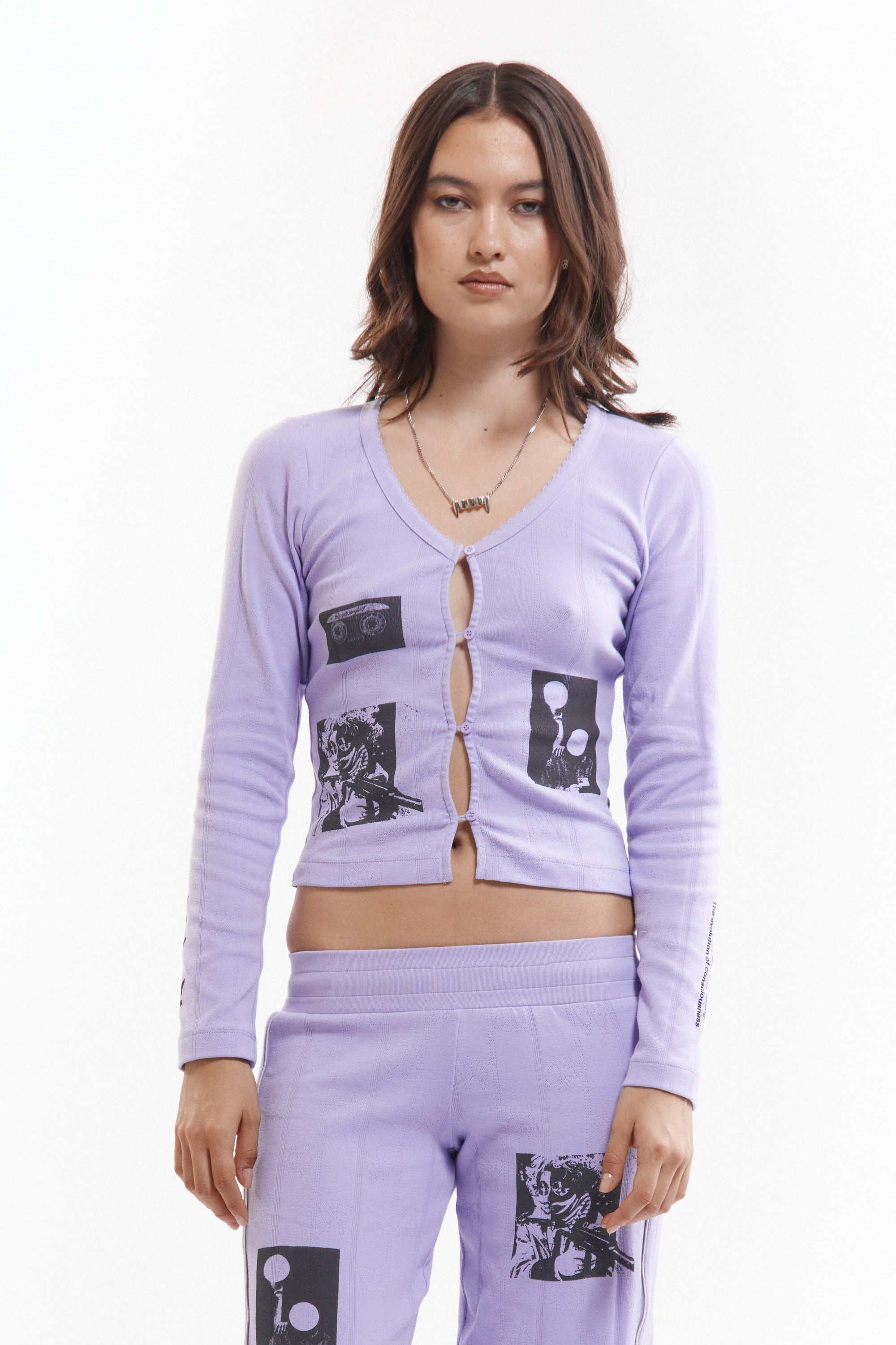 Xerox Pointelle Cardigan - Lavender