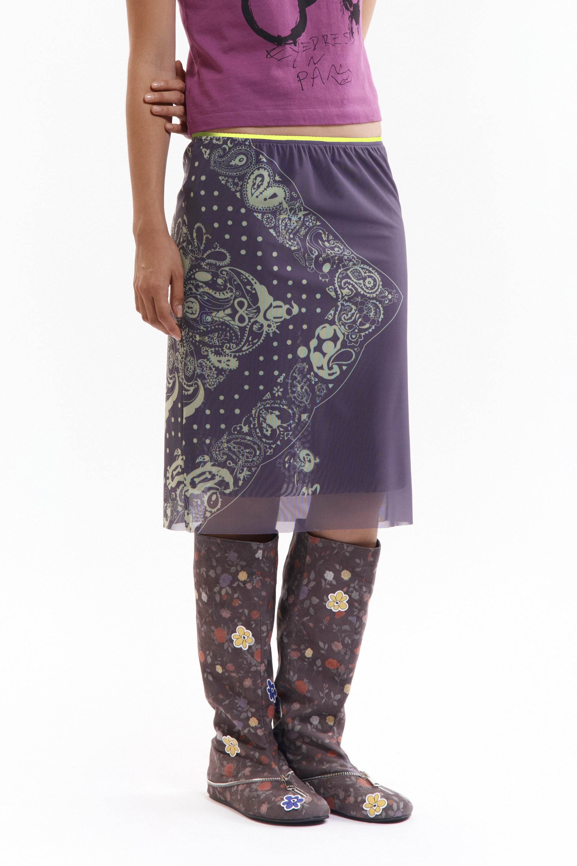 Coco Bandana Mesh Skirt - Charcoal