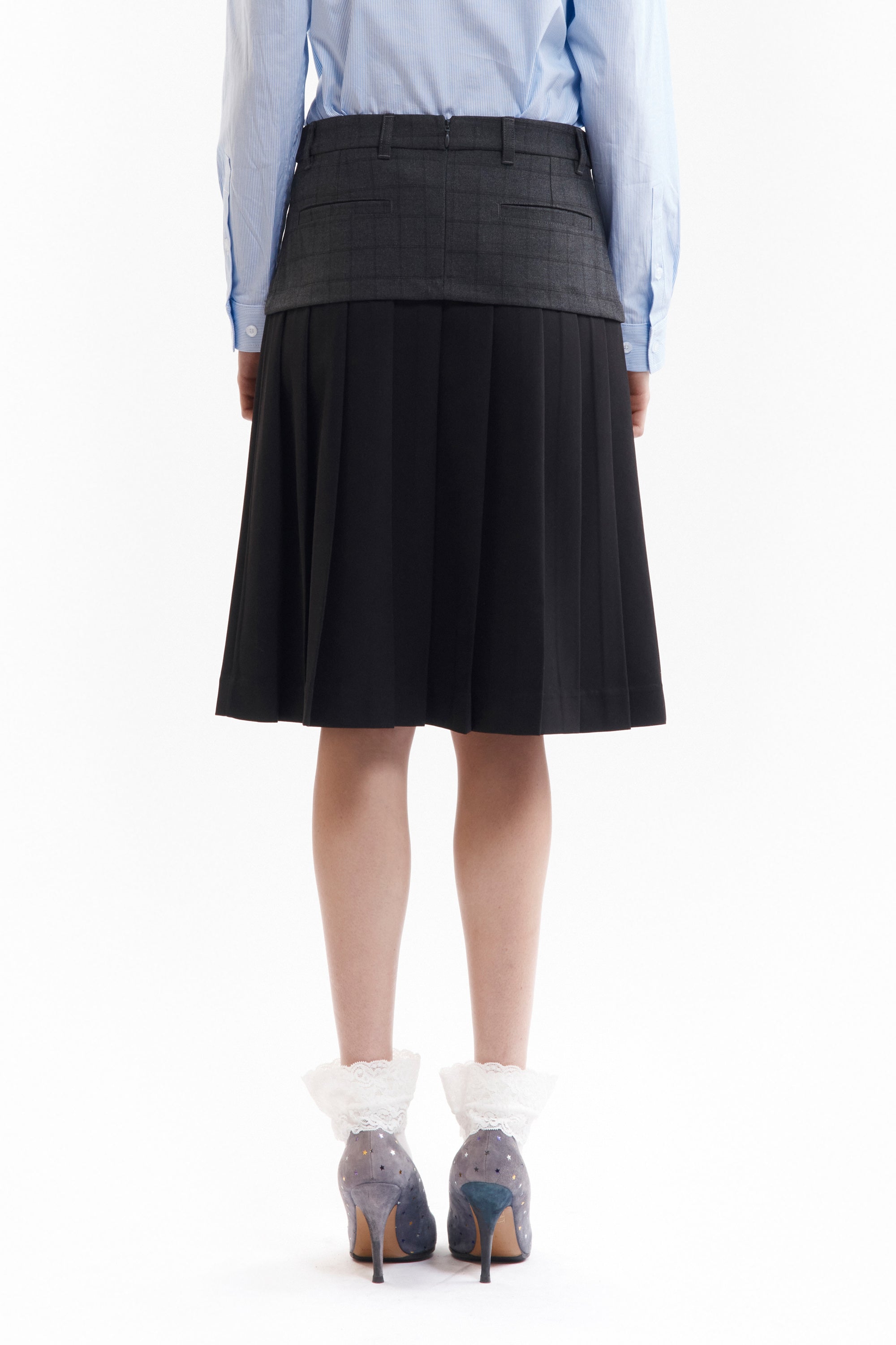 Spiral Jetty Pleat Skirt - Black/Grey