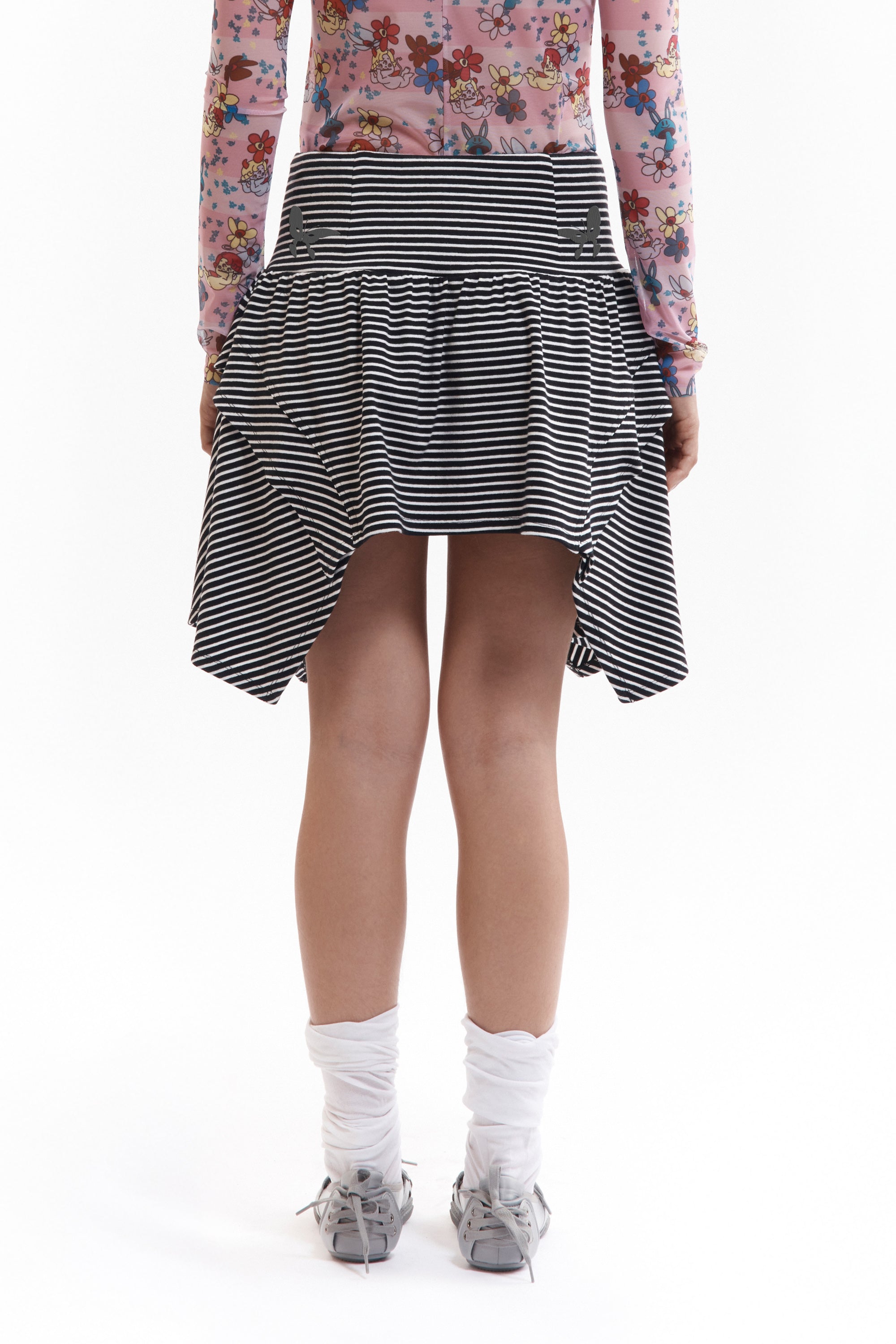 Ginkgo Drop Waist Mini Skirt - Black/White