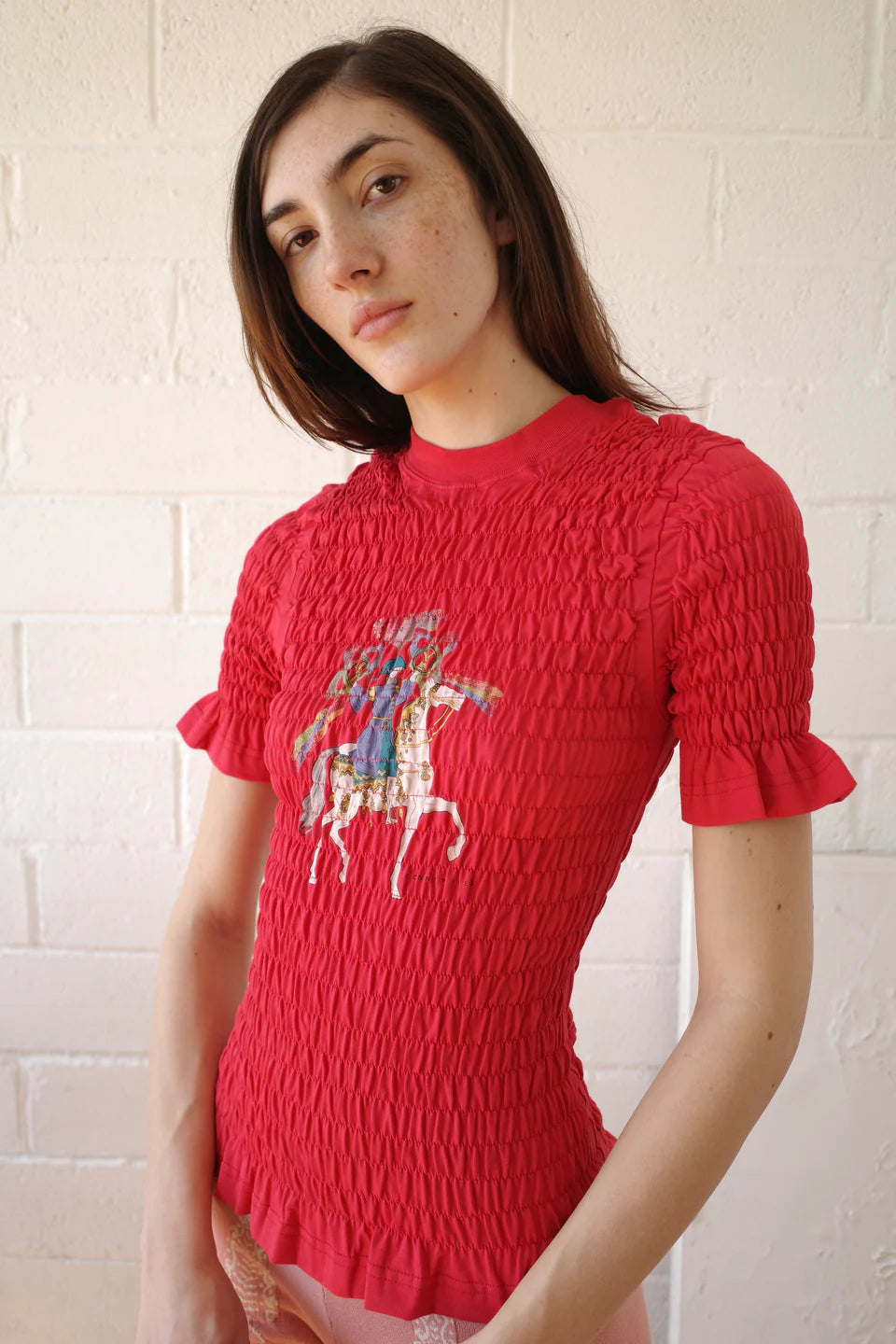 CONNER IVES Camelot Shirred T-Shirt - Red