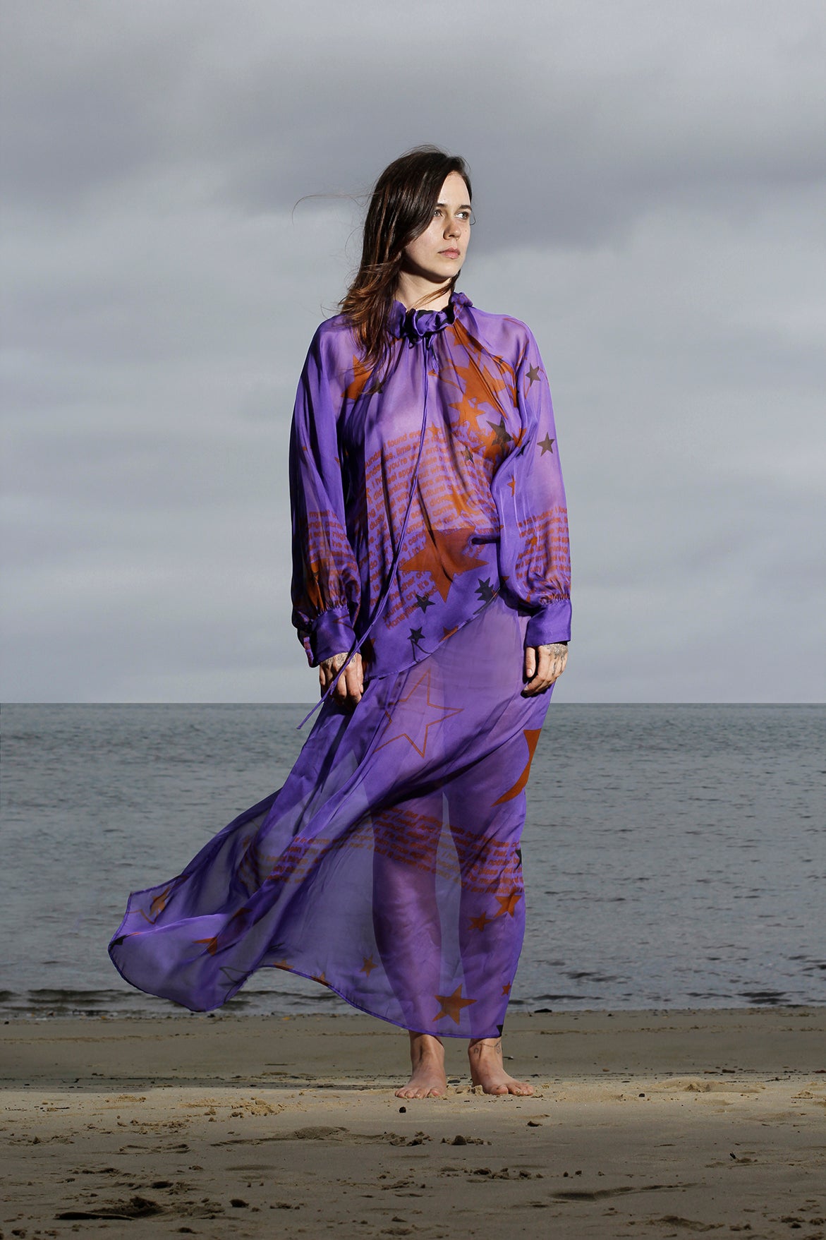 Poet Blouse - Purple Stars