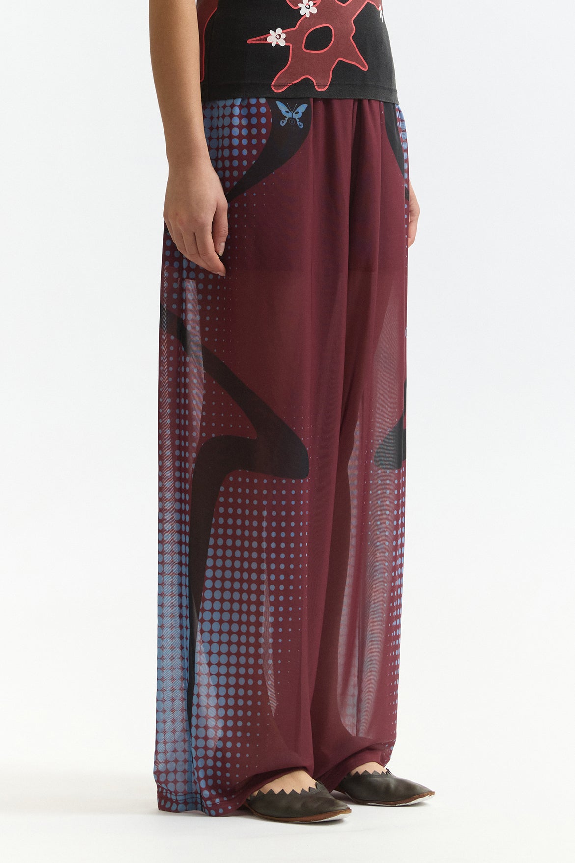 Stipple Mesh Pants - Brick Red