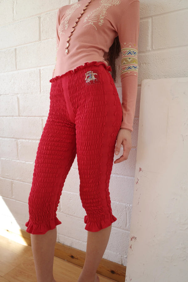 CONNER IVES Shirred Capri Trousers - Red