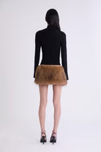 Sector Faux Fur Belt Skirt - Tan