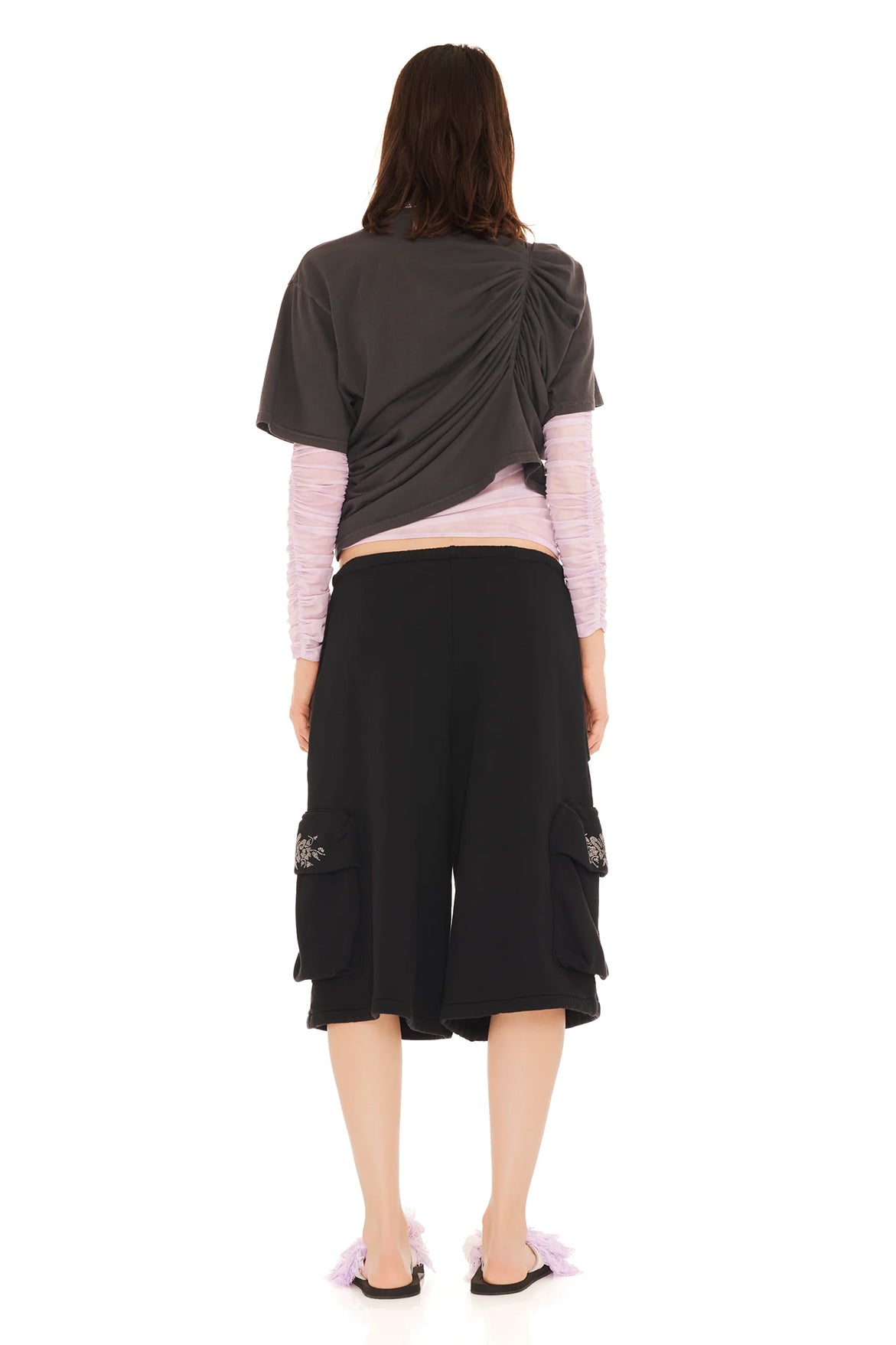 Rhinestone Cargo Sweatshorts - Black
