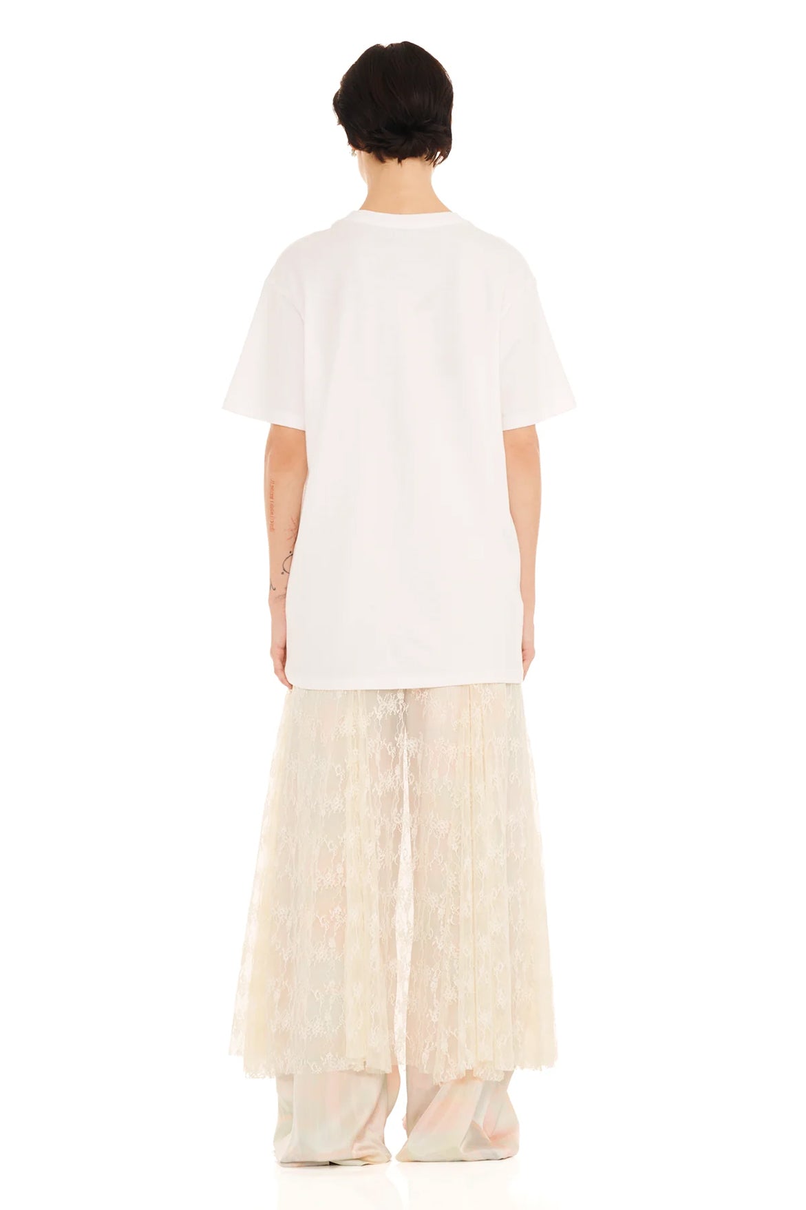 Flower Petal Tee - Rhinestone/White