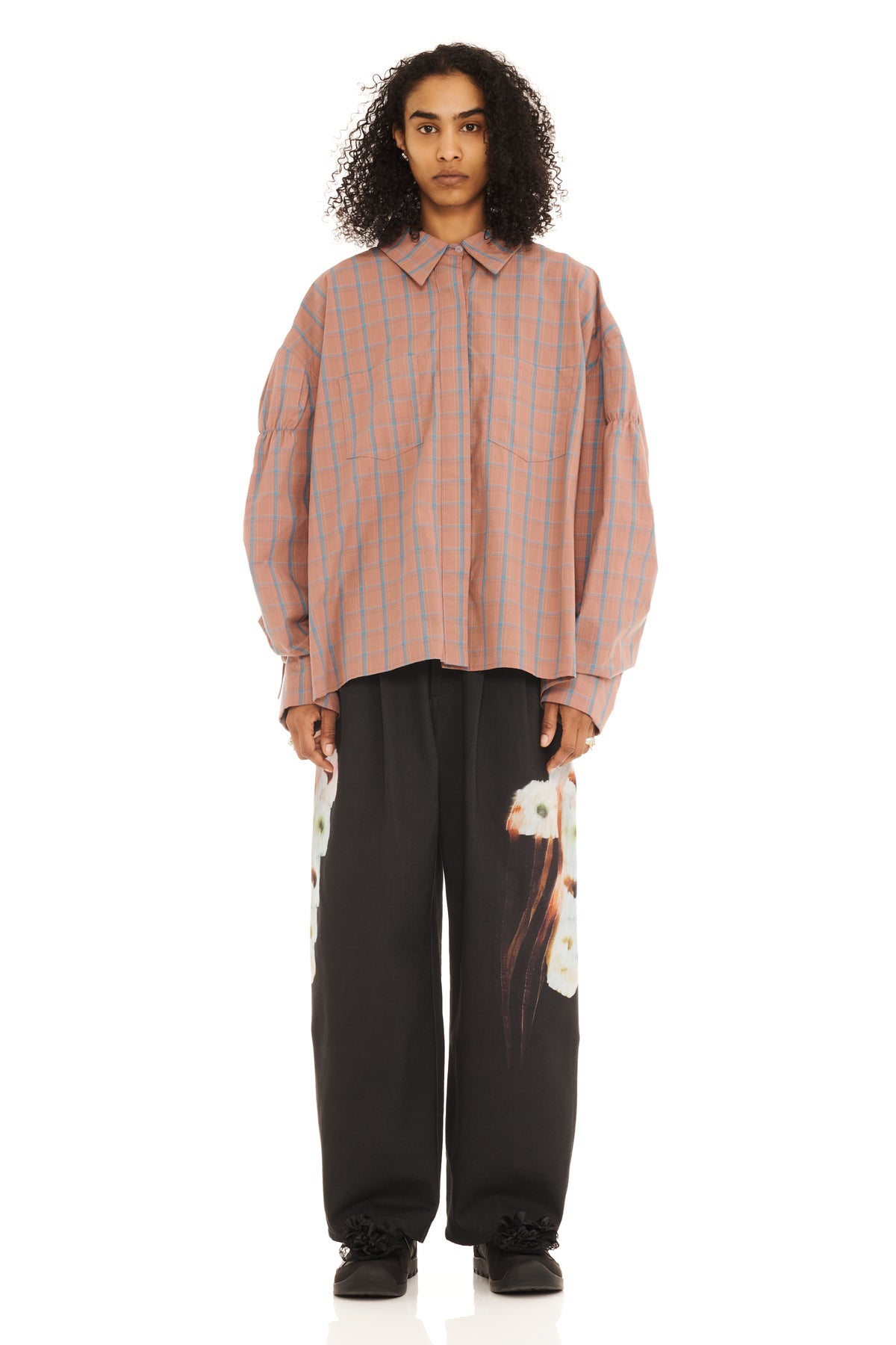 Chason Scrunch Shirt - Mauve Plaid