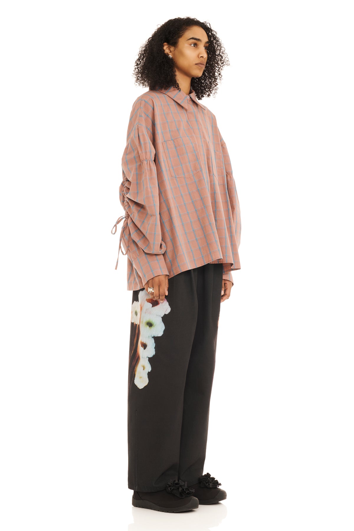 Chason Scrunch Shirt - Mauve Plaid