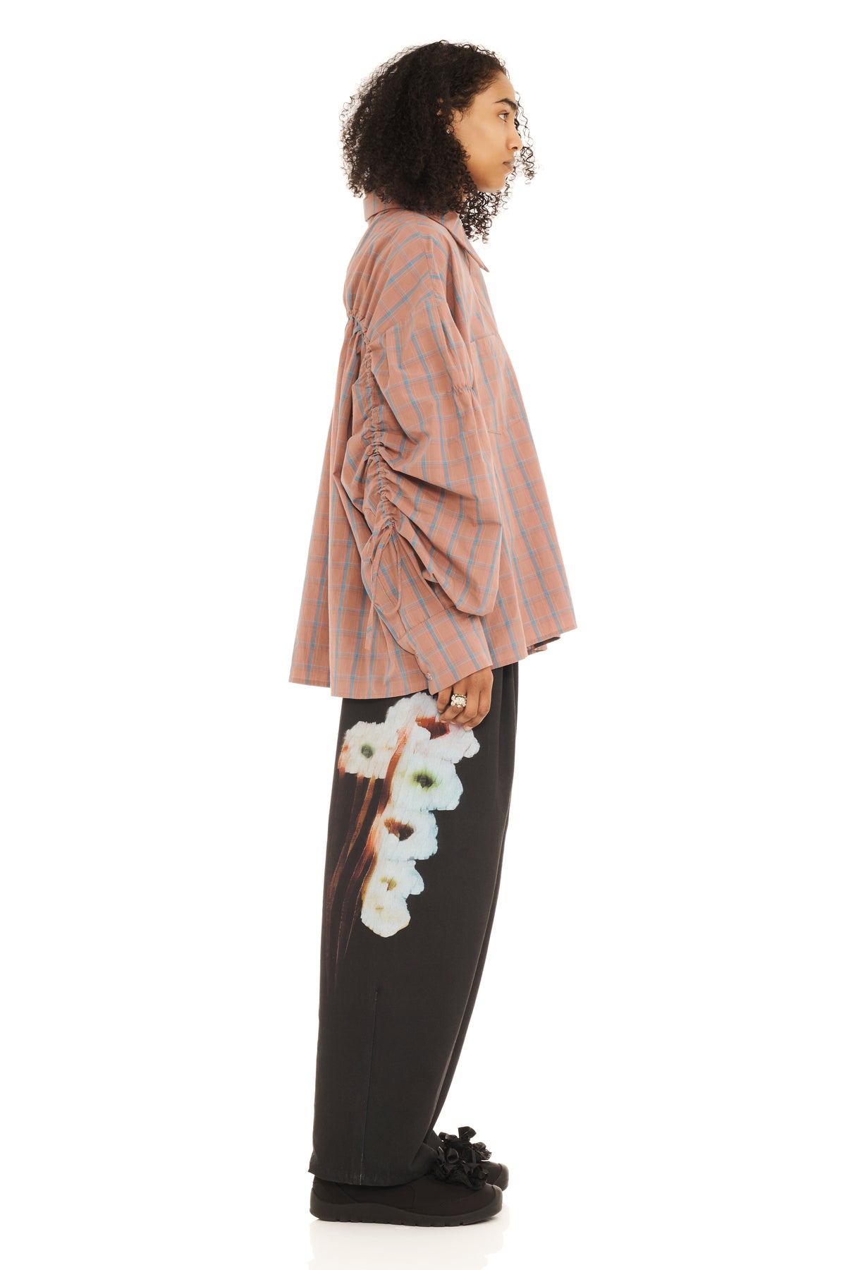Chason Scrunch Shirt - Mauve Plaid