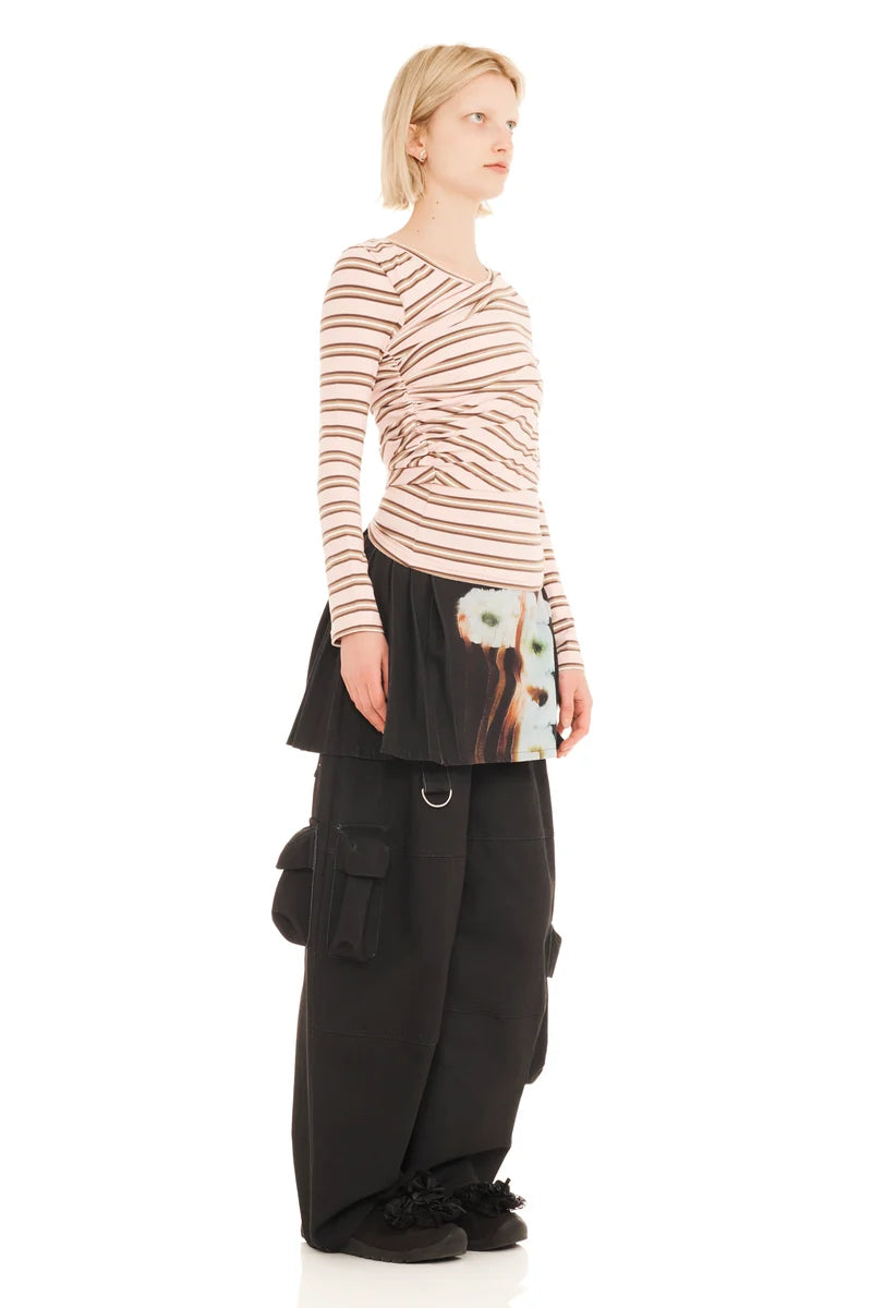 Wrapped Cardio Crew - Pink Brown Stripe